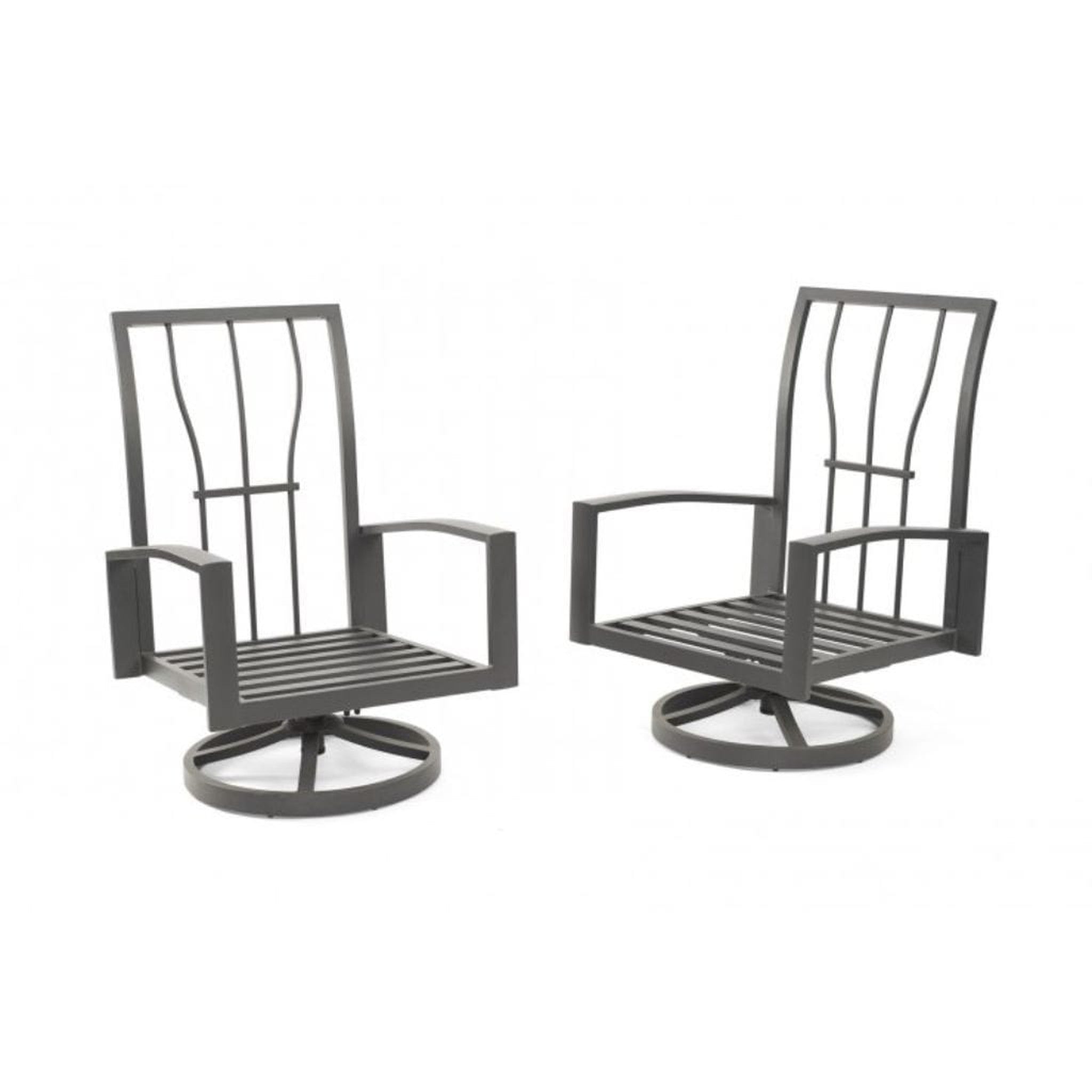 The Outdoor GreatRoom Company Lyndale Highback Swivel Rocking Chairs – Set of 2 in Cast Slate Sunbrella®
