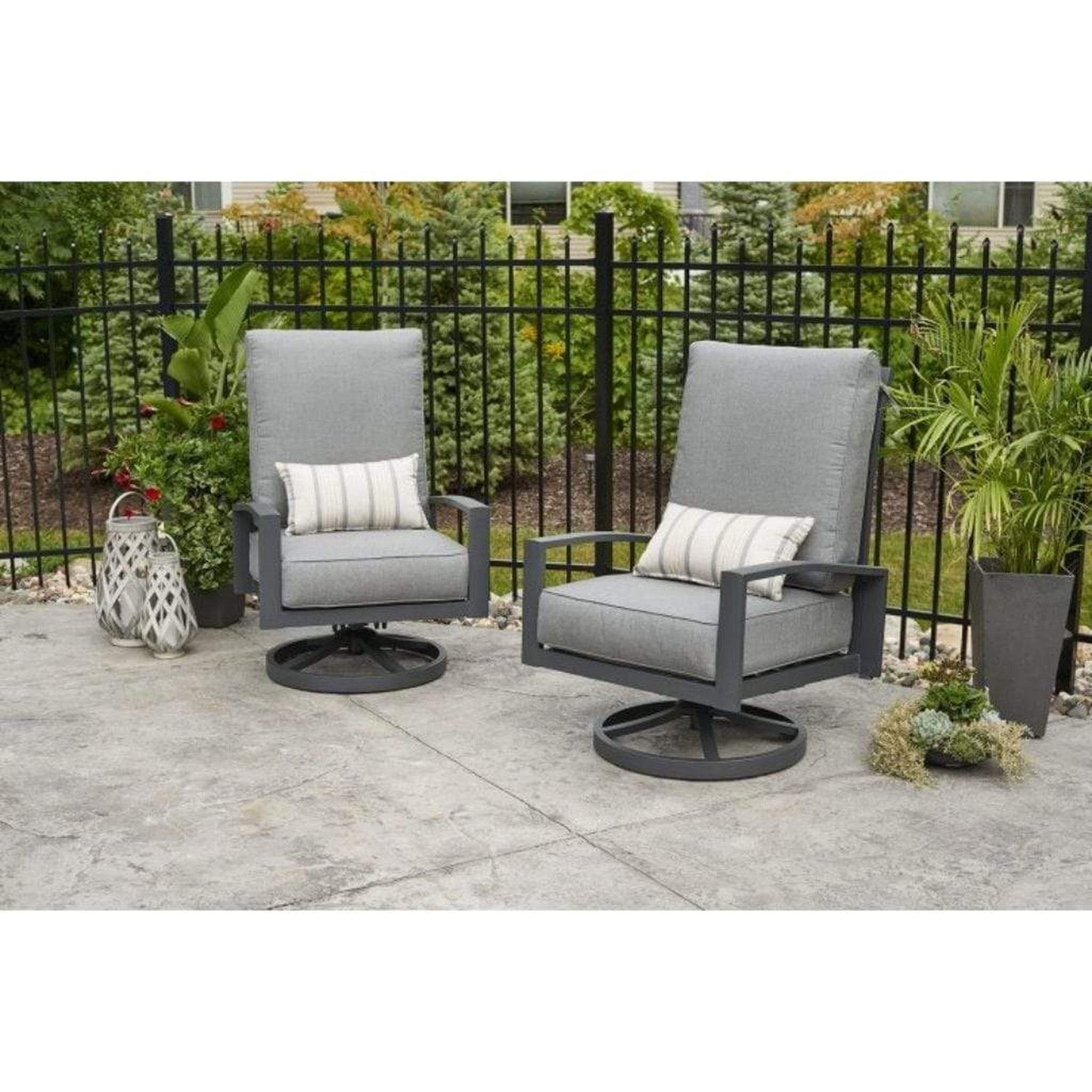 The Outdoor GreatRoom Company Lyndale Highback Swivel Rocking Chairs – Set of 2 in Cast Slate Sunbrella®
