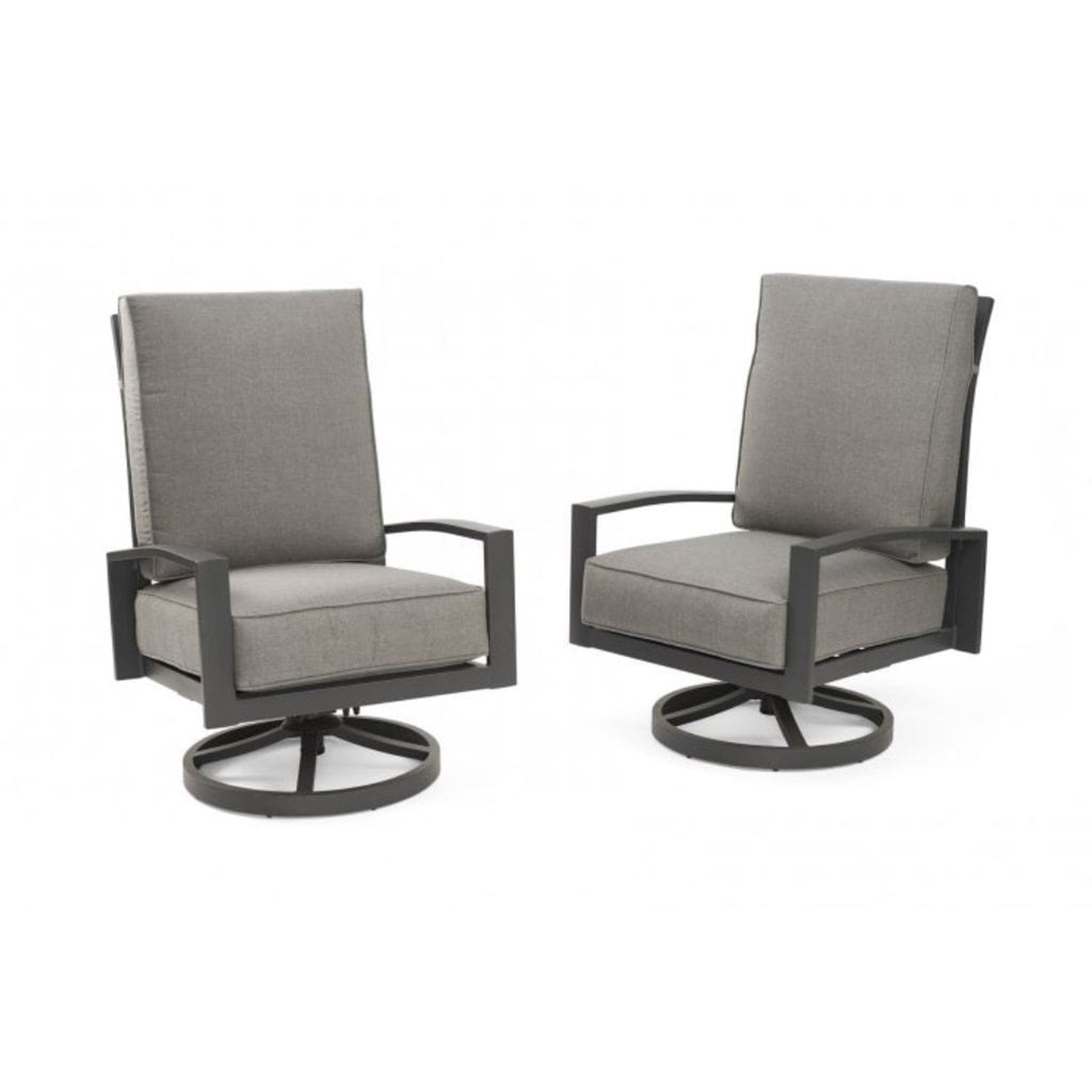 The Outdoor GreatRoom Company Lyndale Highback Swivel Rocking Chairs – Set of 2 in Cast Slate Sunbrella®