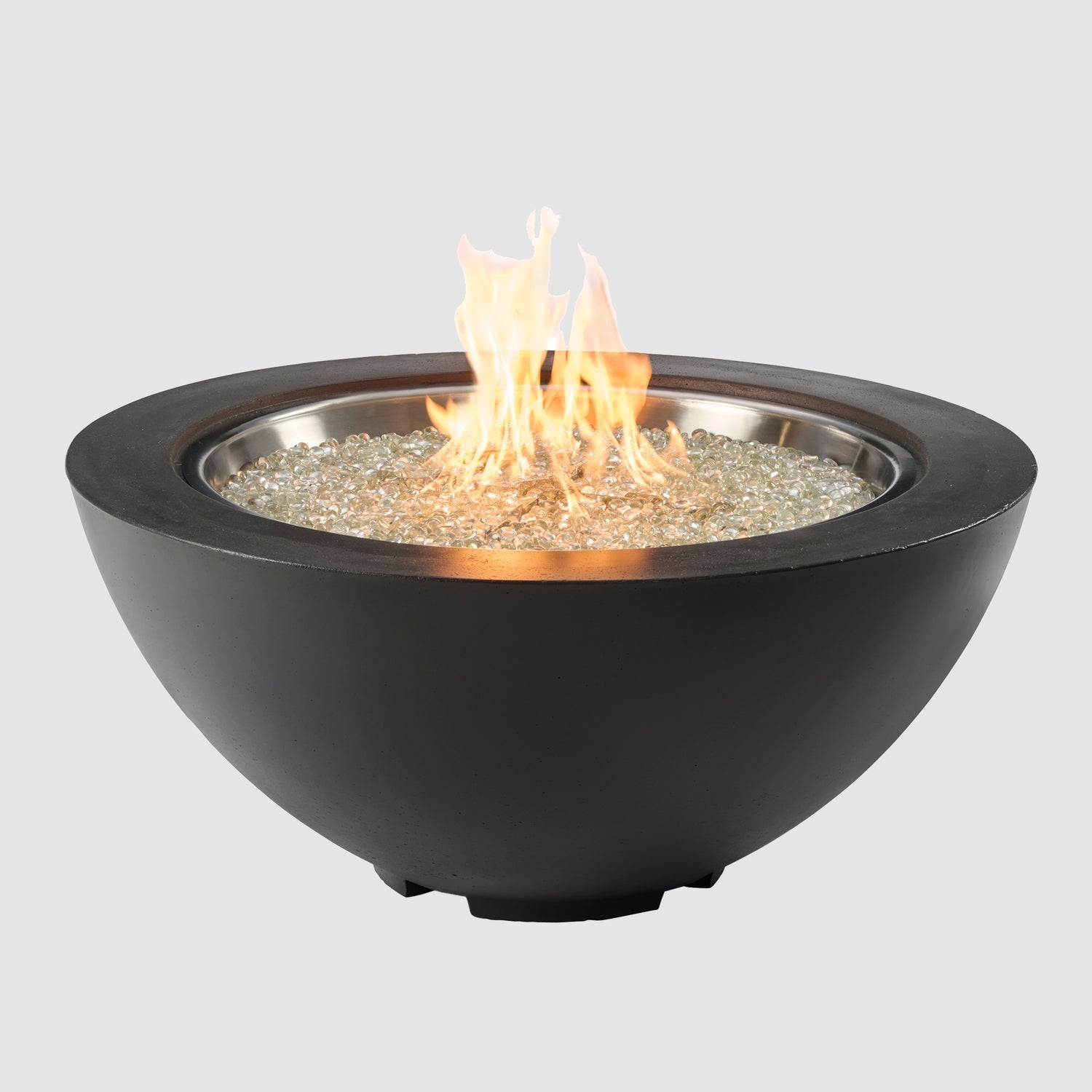 The Outdoor GreatRoom Company Cove 42" Midnight Mist Round Gas Fire Pit Bowl with 30" Crystal Fire® Plus Burner