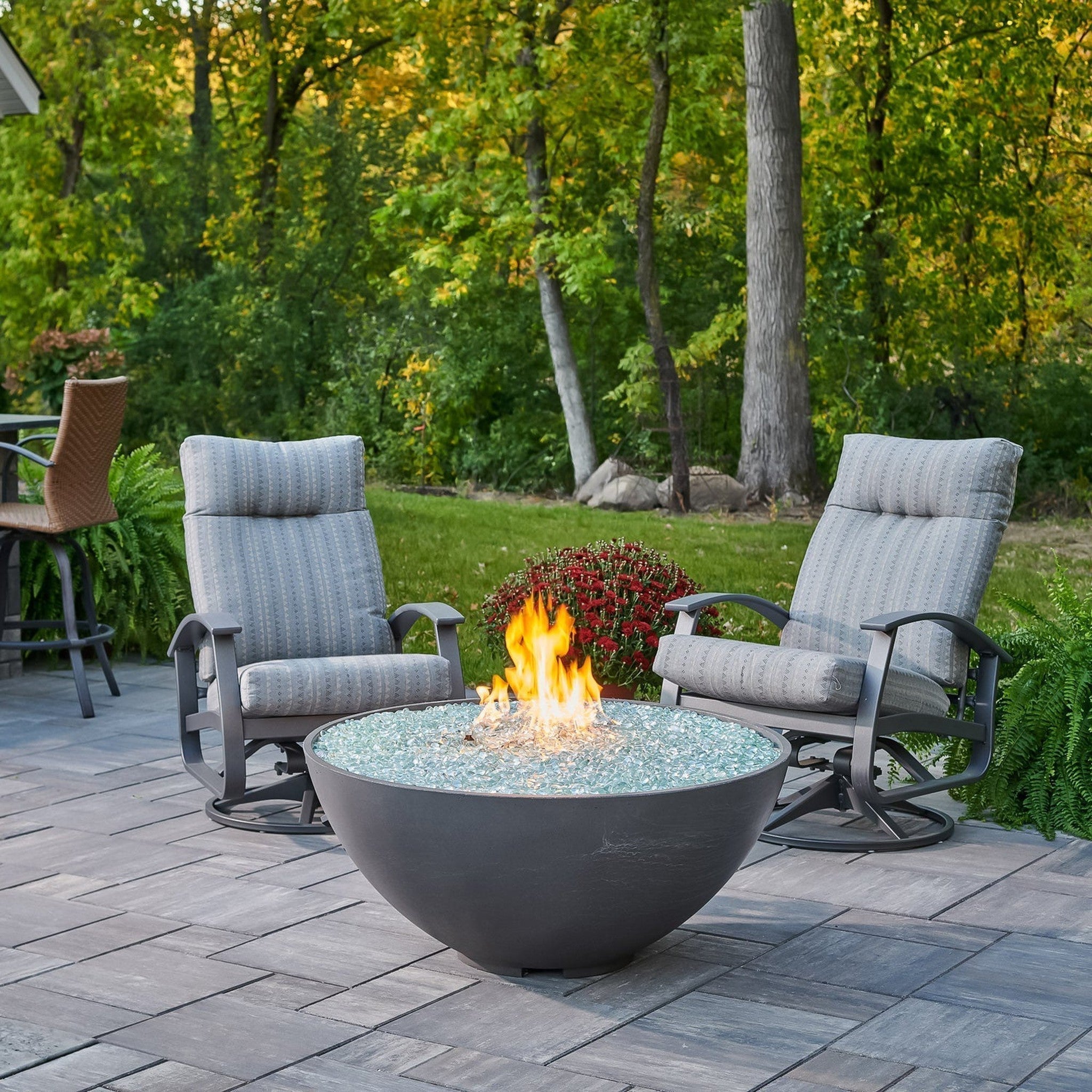 The Outdoor GreatRoom Company Cove Edge 42" White Gas Fire Pit Bowl with Crystal Fire® Plus Burner