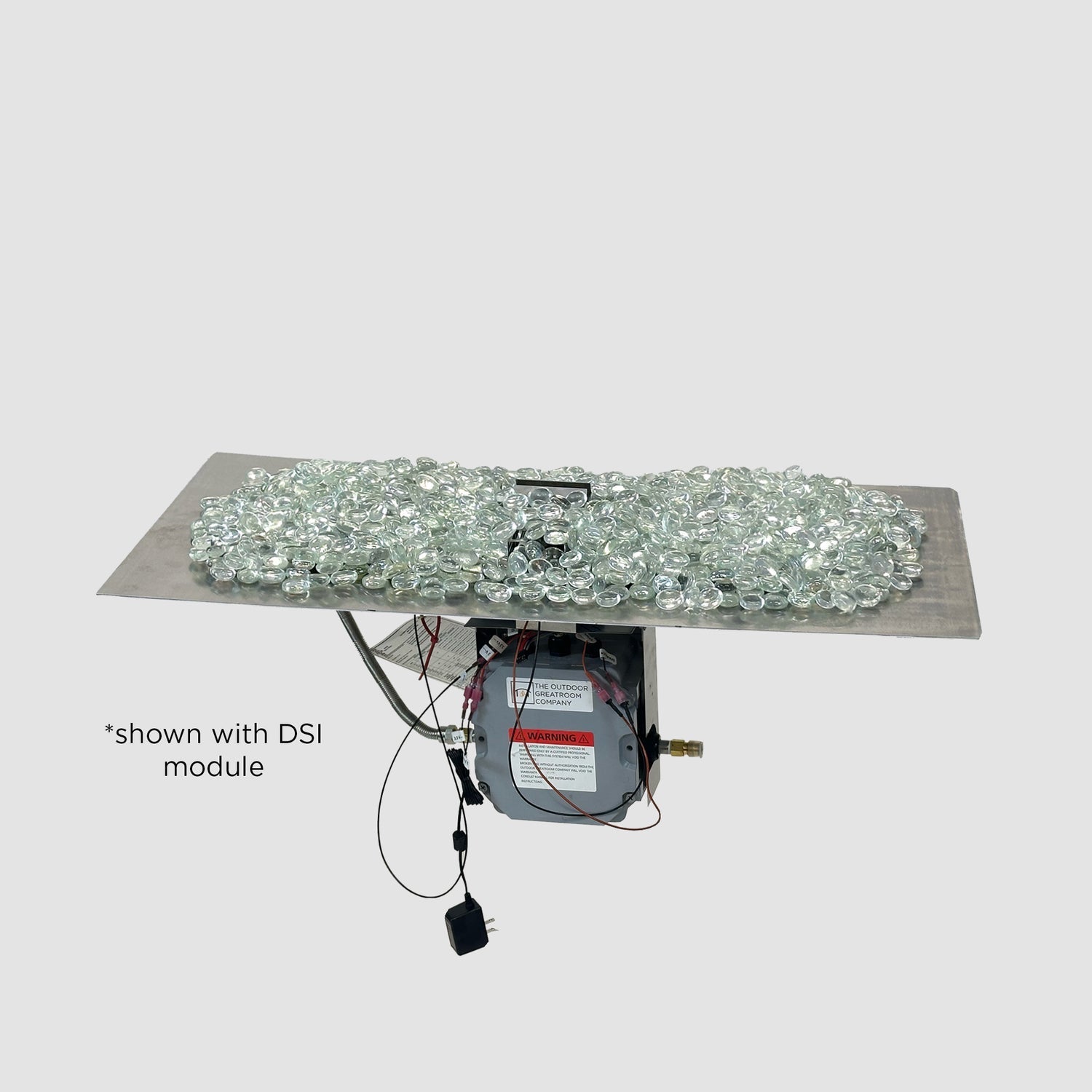 The Outdoor GreatRoom Company 13.5" x 84" Manual Ignition Crystal Fire Plus Gas Burner and Plate Insert Kit