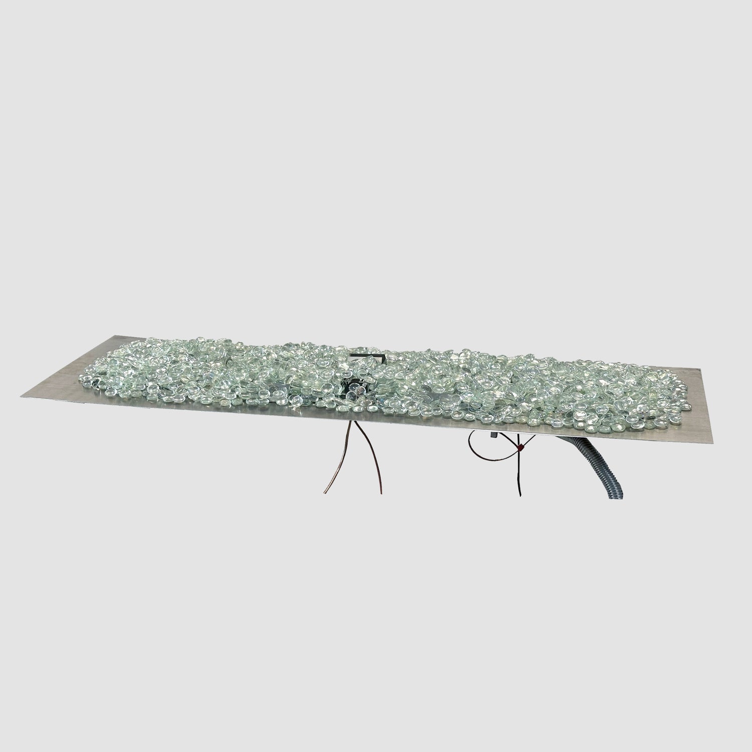 The Outdoor GreatRoom Company Crystal Fire Plus 13.5" x 36" Stainless Steel Linear Gas Burner Insert & Plate Kit with Manual Ignition
