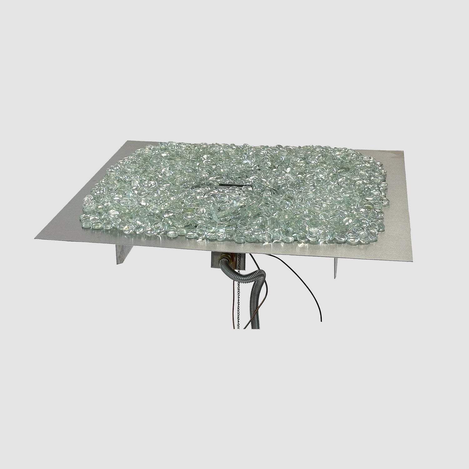 The Outdoor GreatRoom Company Crystal Fire Plus 36" Square Direct Spark LPG Gas Burner Insert with Stainless Plate Kit