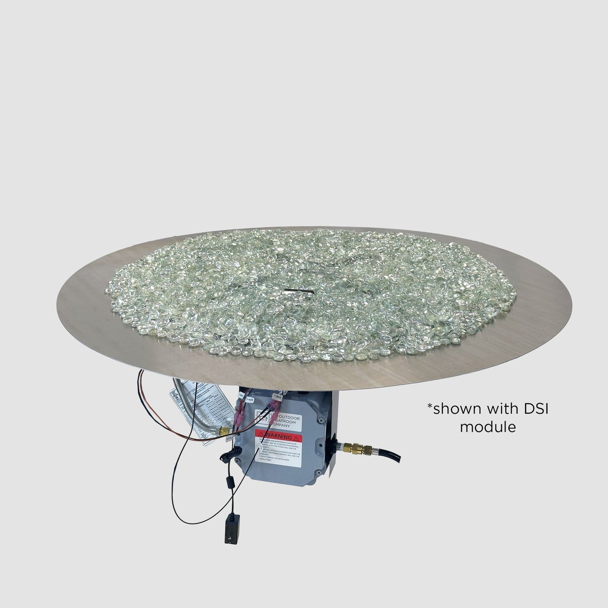 The Outdoor GreatRoom Company 42" Round Crystal Fire Plus Natural Gas Burner Kit with Direct Spark Ignition and Plate