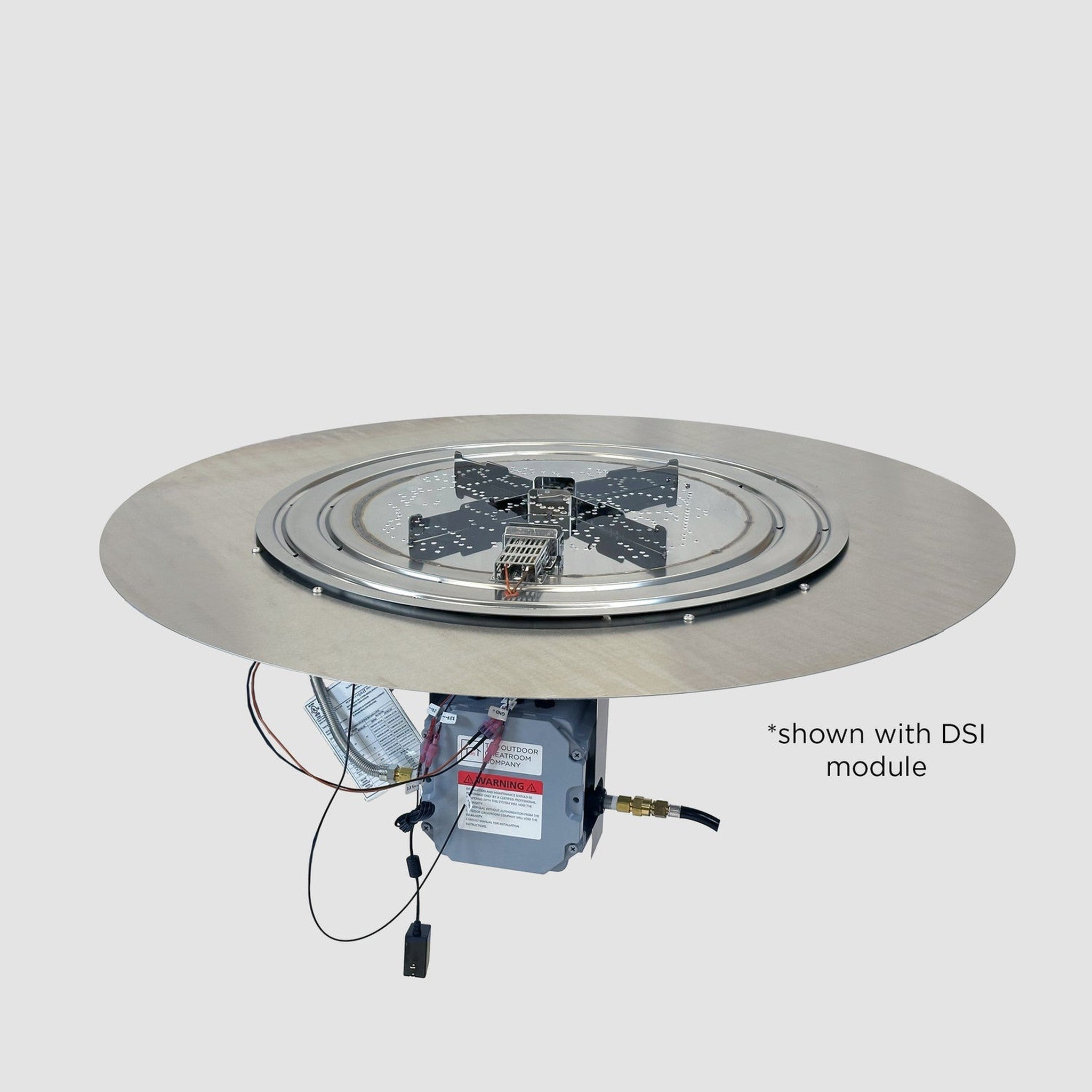 The Outdoor GreatRoom Company Crystal Fire Plus 48" Round Natural Gas Burner Insert with Direct Spark Ignition and Stainless Steel Plate