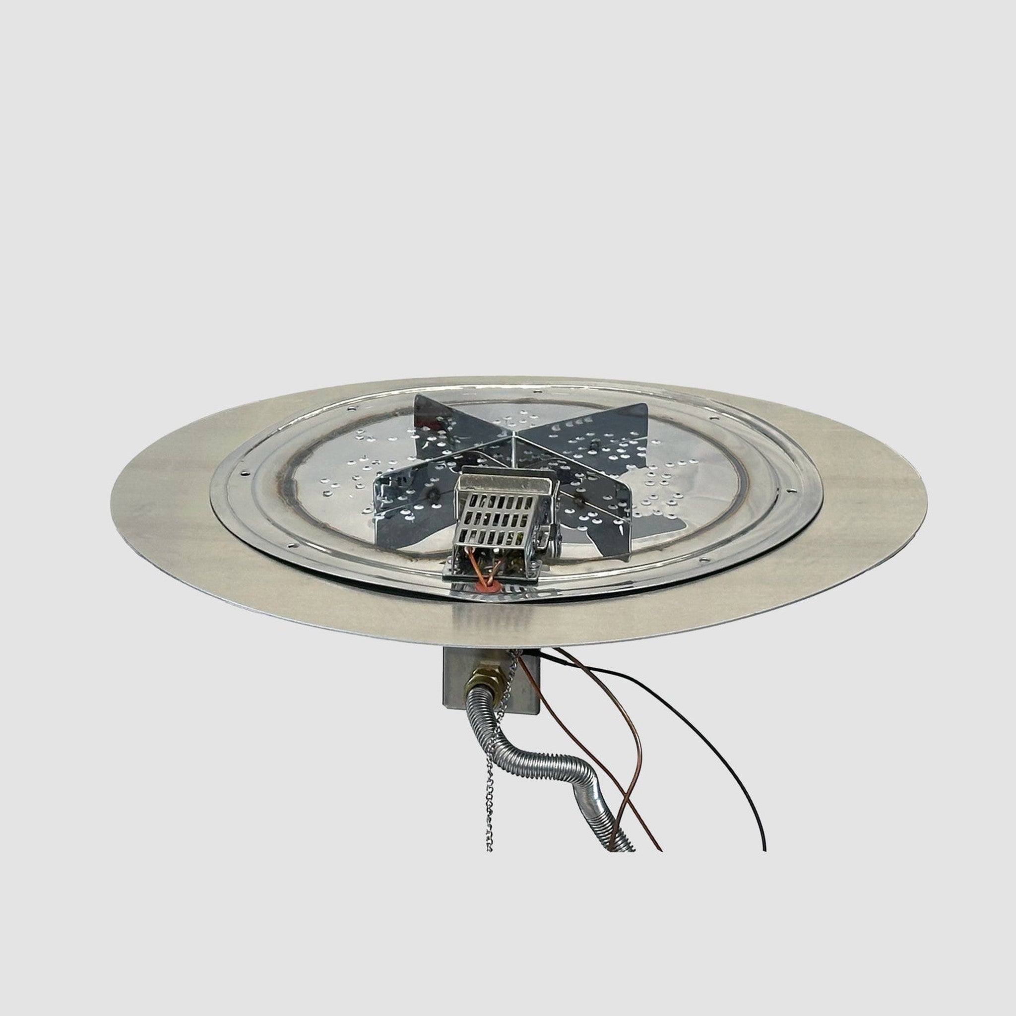 The Outdoor GreatRoom Company Crystal Fire Plus 48" Round Natural Gas Burner Insert with Direct Spark Ignition and Stainless Steel Plate