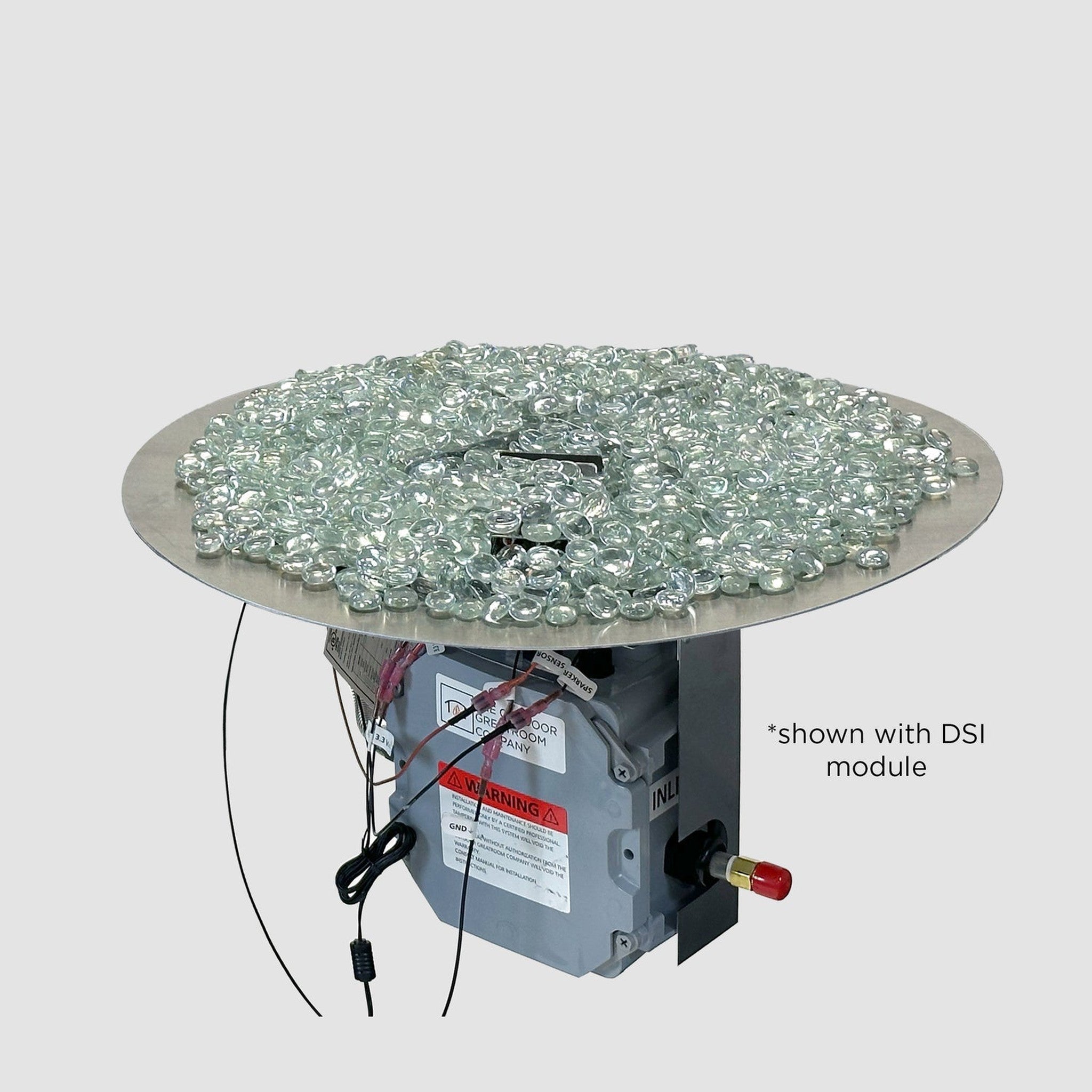 The Outdoor GreatRoom Company 42" Round Crystal Fire Plus Natural Gas Burner Kit with Direct Spark Ignition and Plate