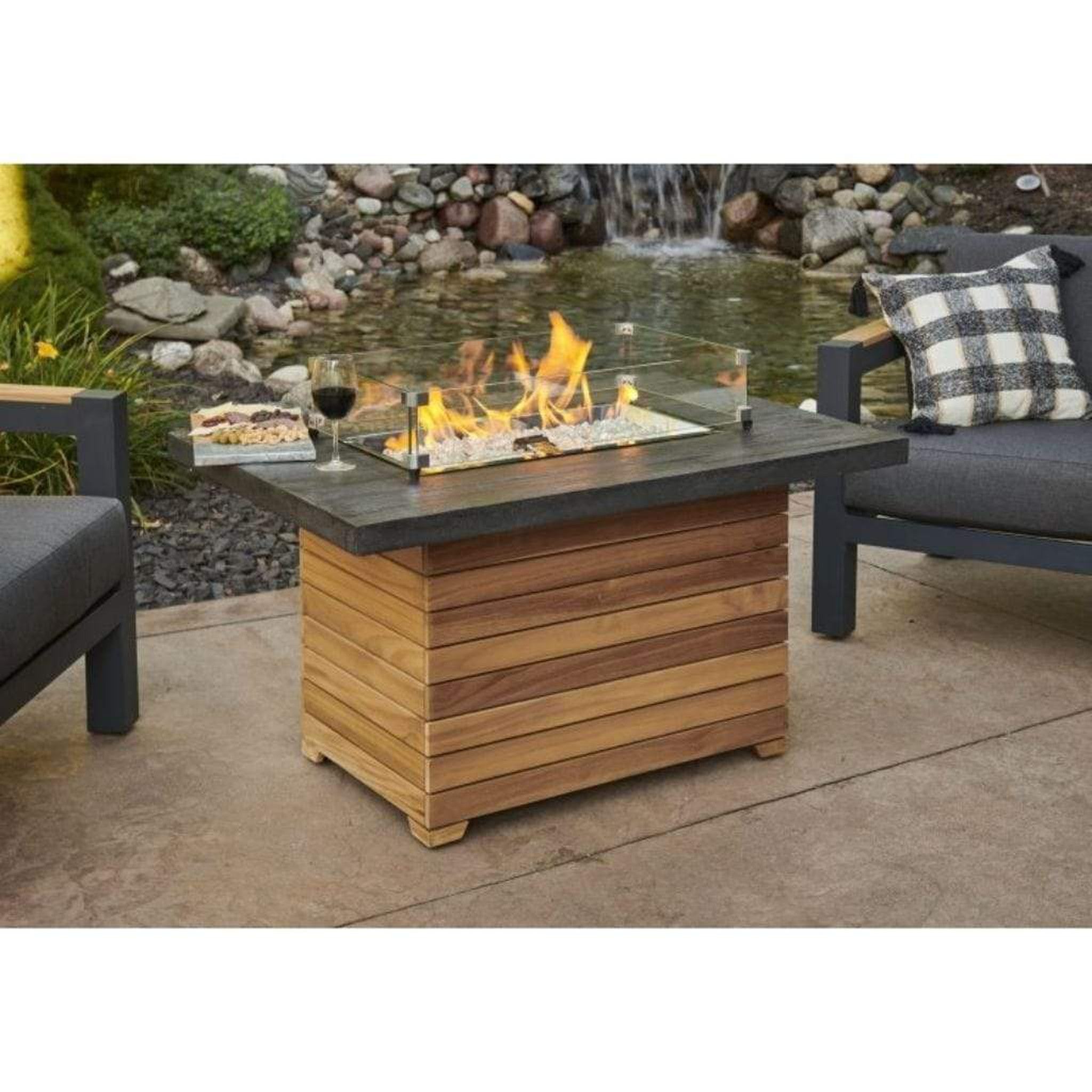 The Outdoor GreatRoom Company Darien Aluminum Gas Fire Pit Table with 30" Rectangular Top