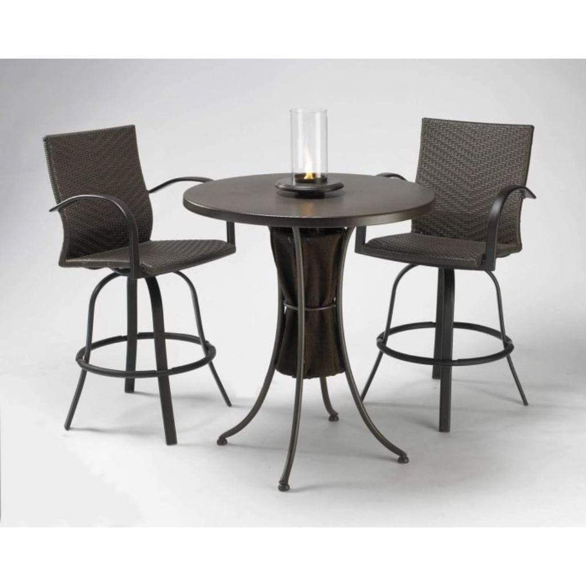 The Outdoor GreatRoom Company Leather Wicker Swivel Bar Stools – Set of 2