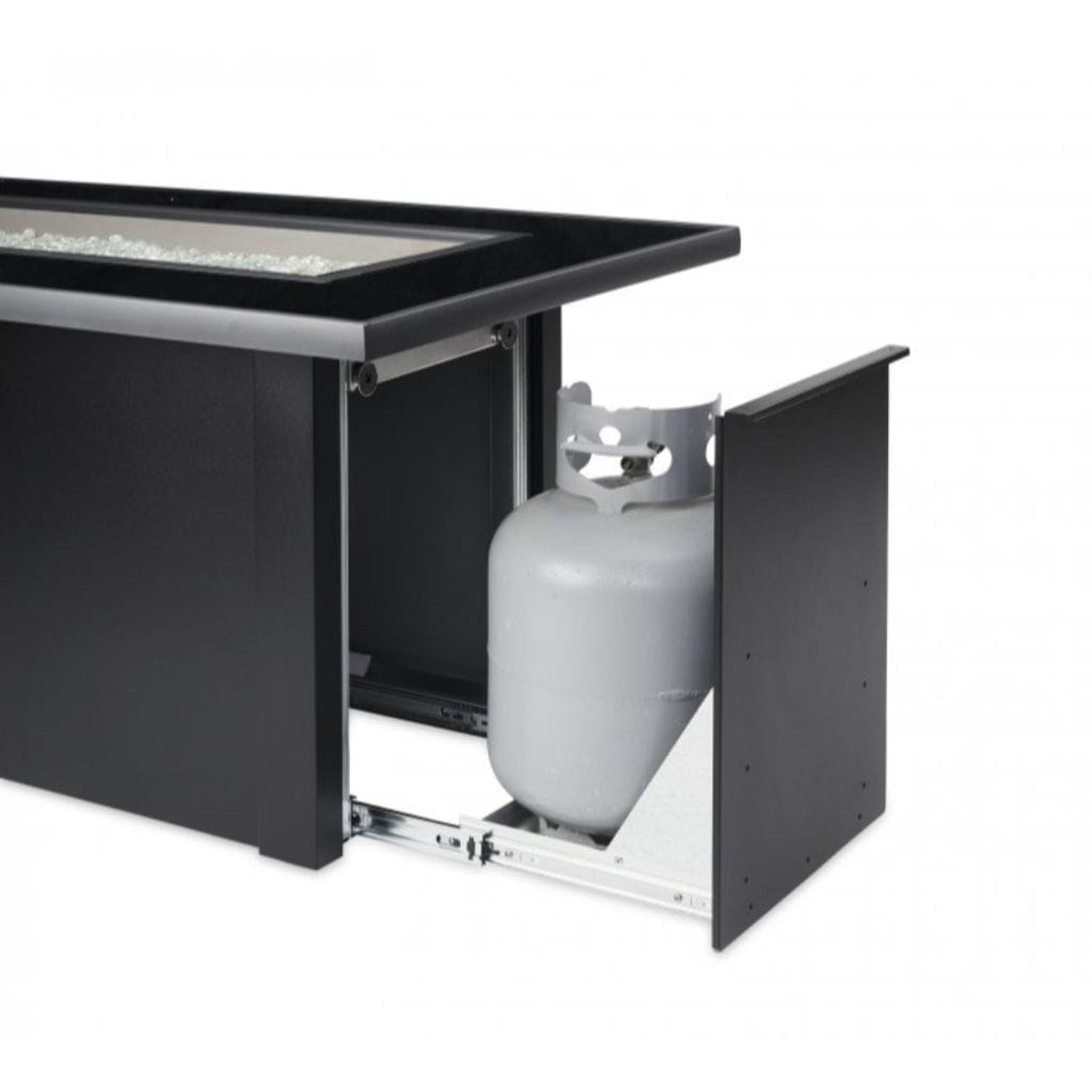 The Outdoor GreatRoom Company Monte Carlo 59" Linear Gas Fire Pit Table with Black Glass Top