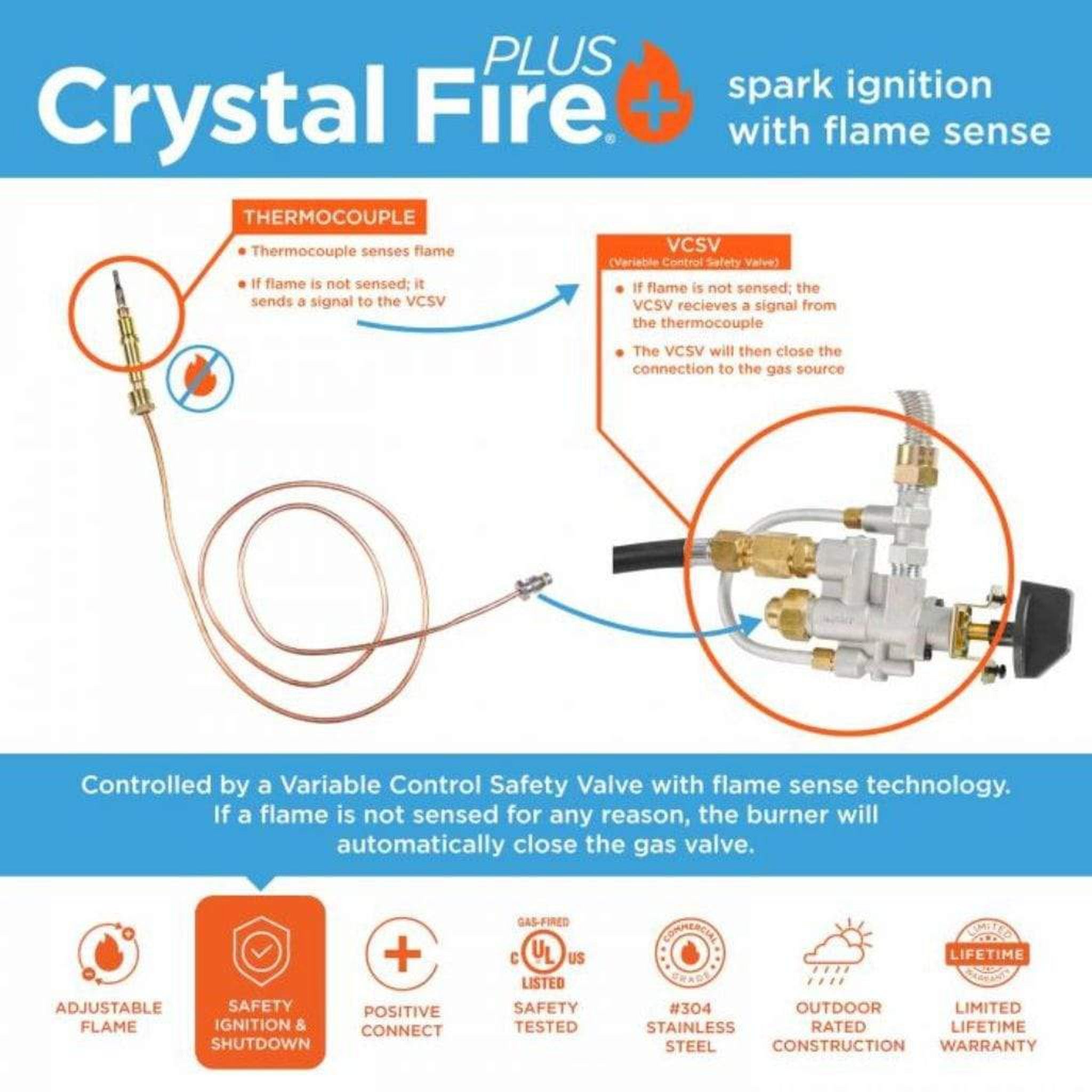 The Outdoor GreatRoom Company Round Crystal Fire Plus Stainless Steel Gas Burner Insert