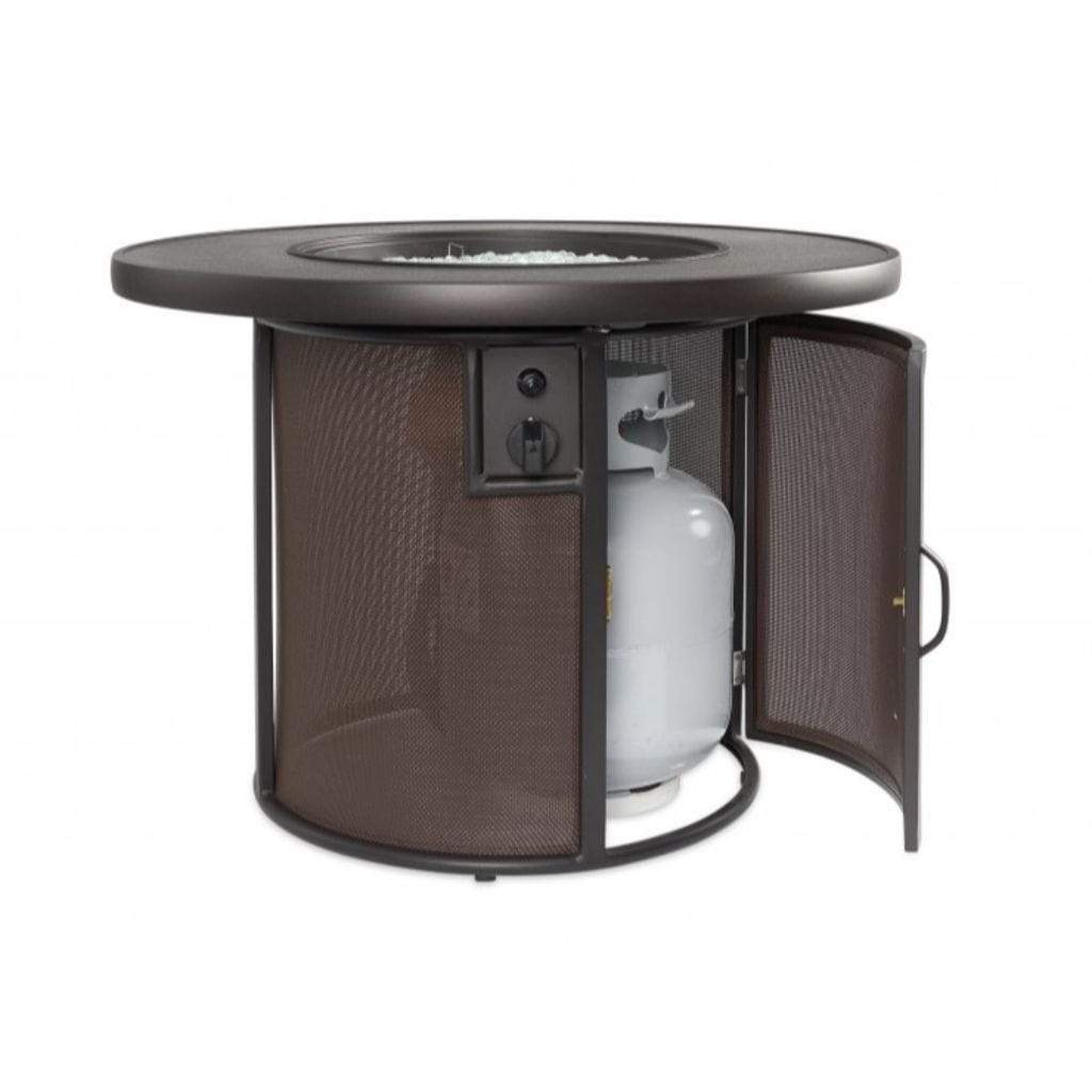 The Outdoor GreatRoom Company Stonefire 31" Round Gas Fire Pit Table with Dora Brown Composite Top