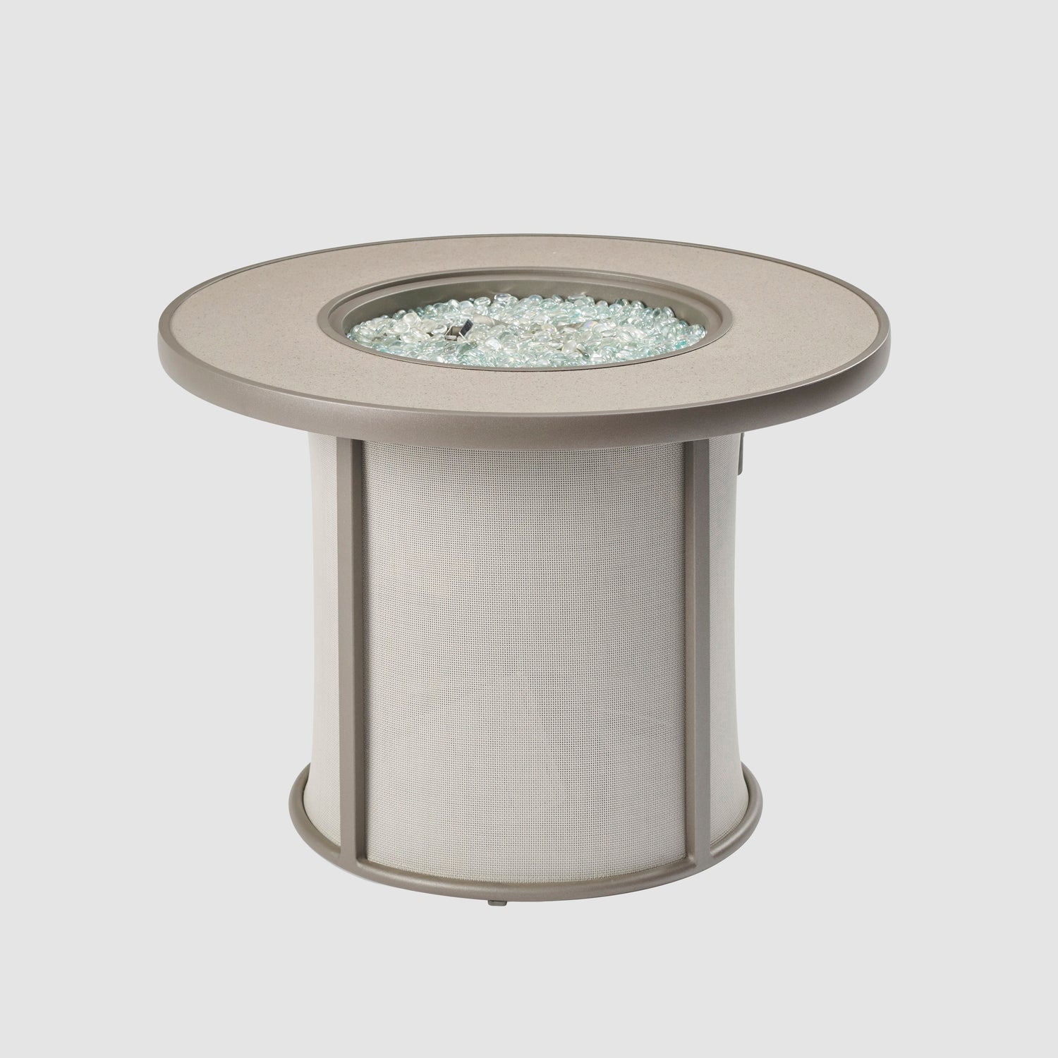 The Outdoor GreatRoom Company Stonefire 31" Grey Round Gas Fire Pit Table with 16" Crystal Fire® Plus Burner