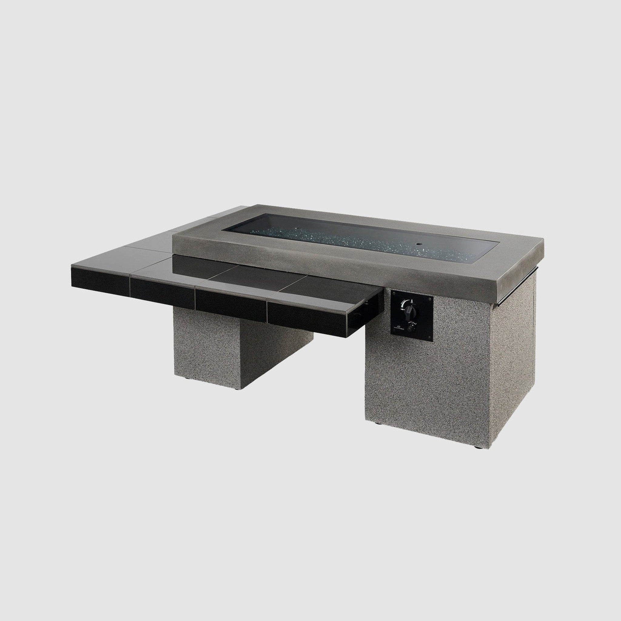 The Outdoor GreatRoom Company Uptown 64" Linear Gas Fire Pit Table with Midnight Mist Top