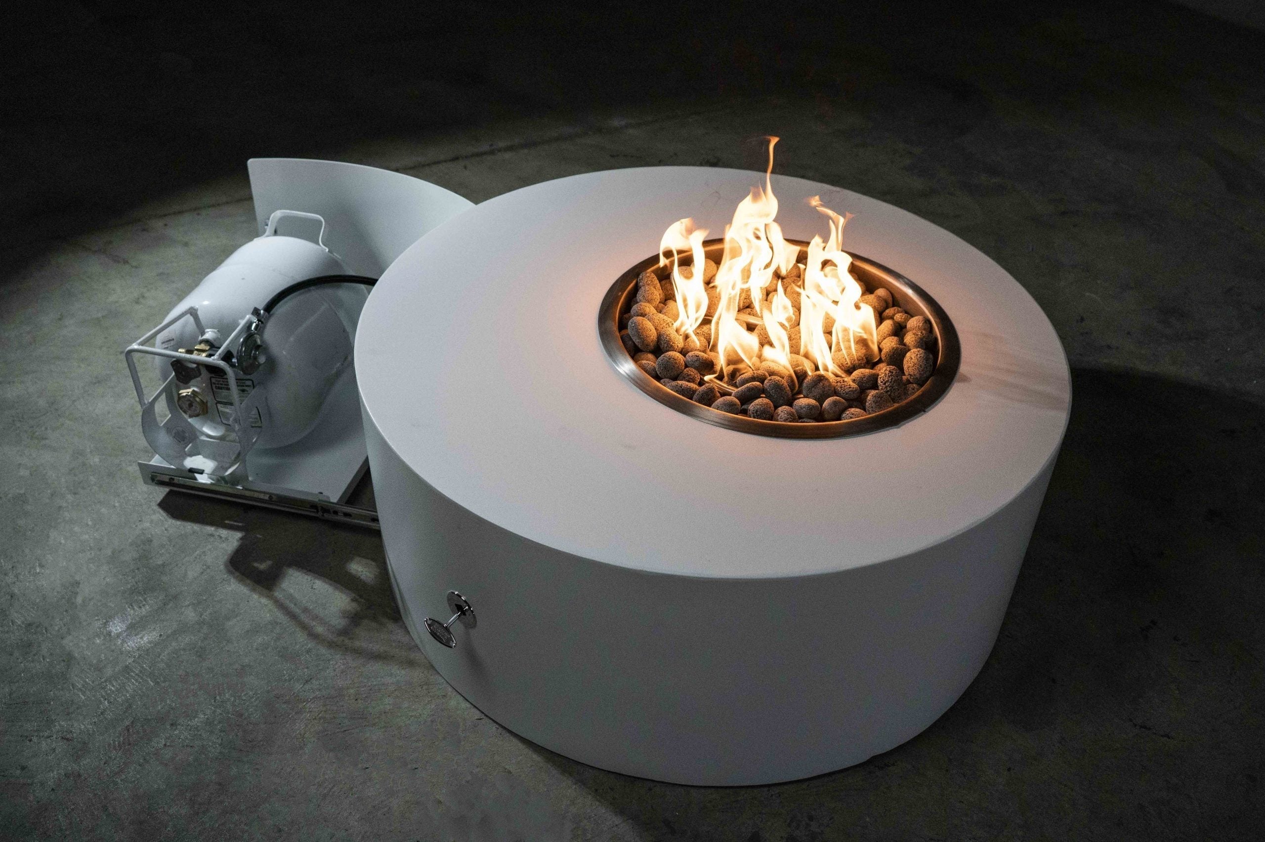 Isla 42" Silver Vein Powder Coated Metal Natural Gas Fire Pit with Match Lit Ignition - The Outdoor Plus