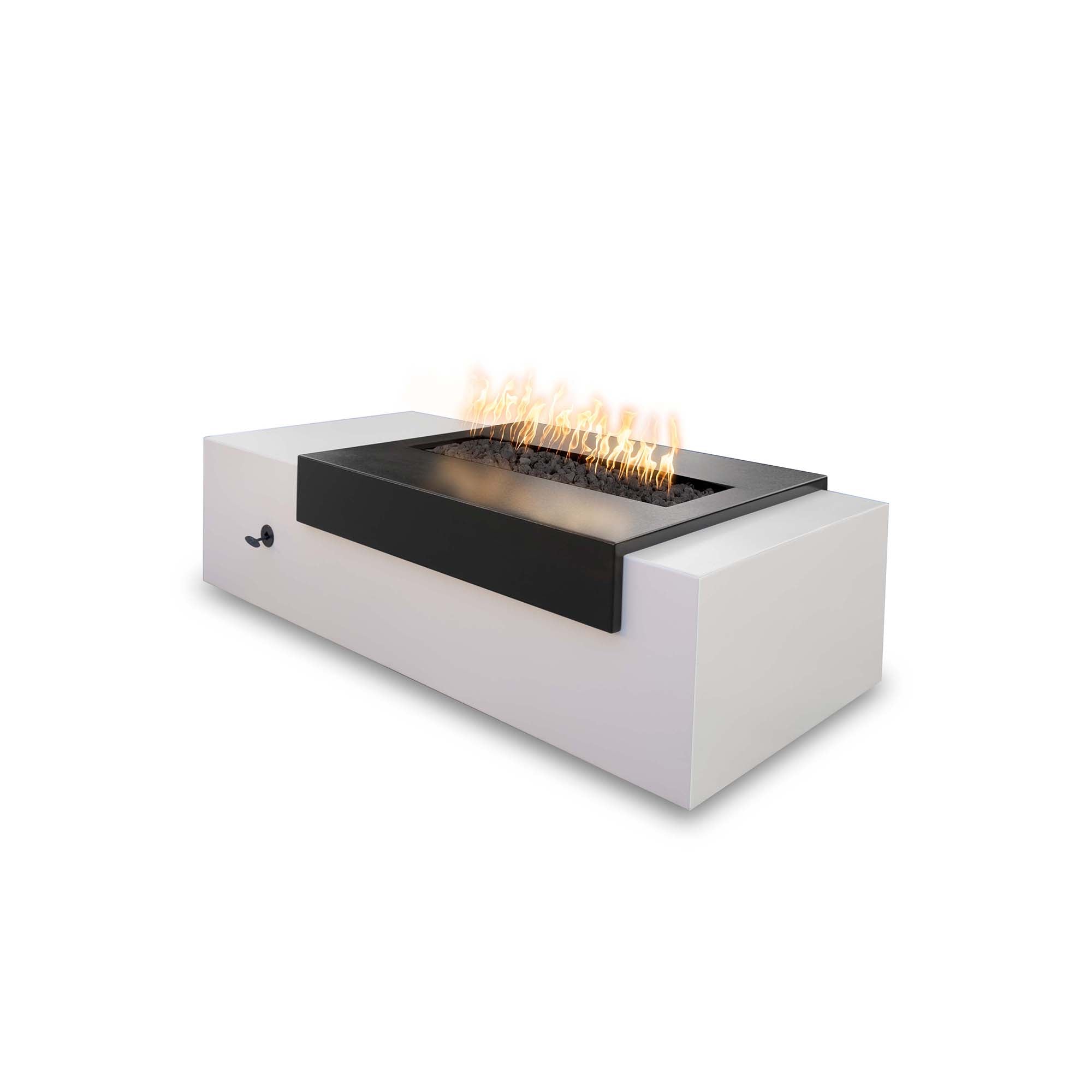 Moonstone Black & White 60" Powder Coated Metal Fire Pit Propane Gas with 110V Electronic Ignition - The Outdoor Plus