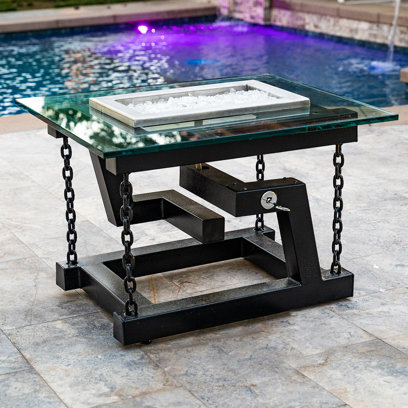 The Outdoor Plus 66 Inch Pewter Powder Coated Metal Natural Gas Fire Pit