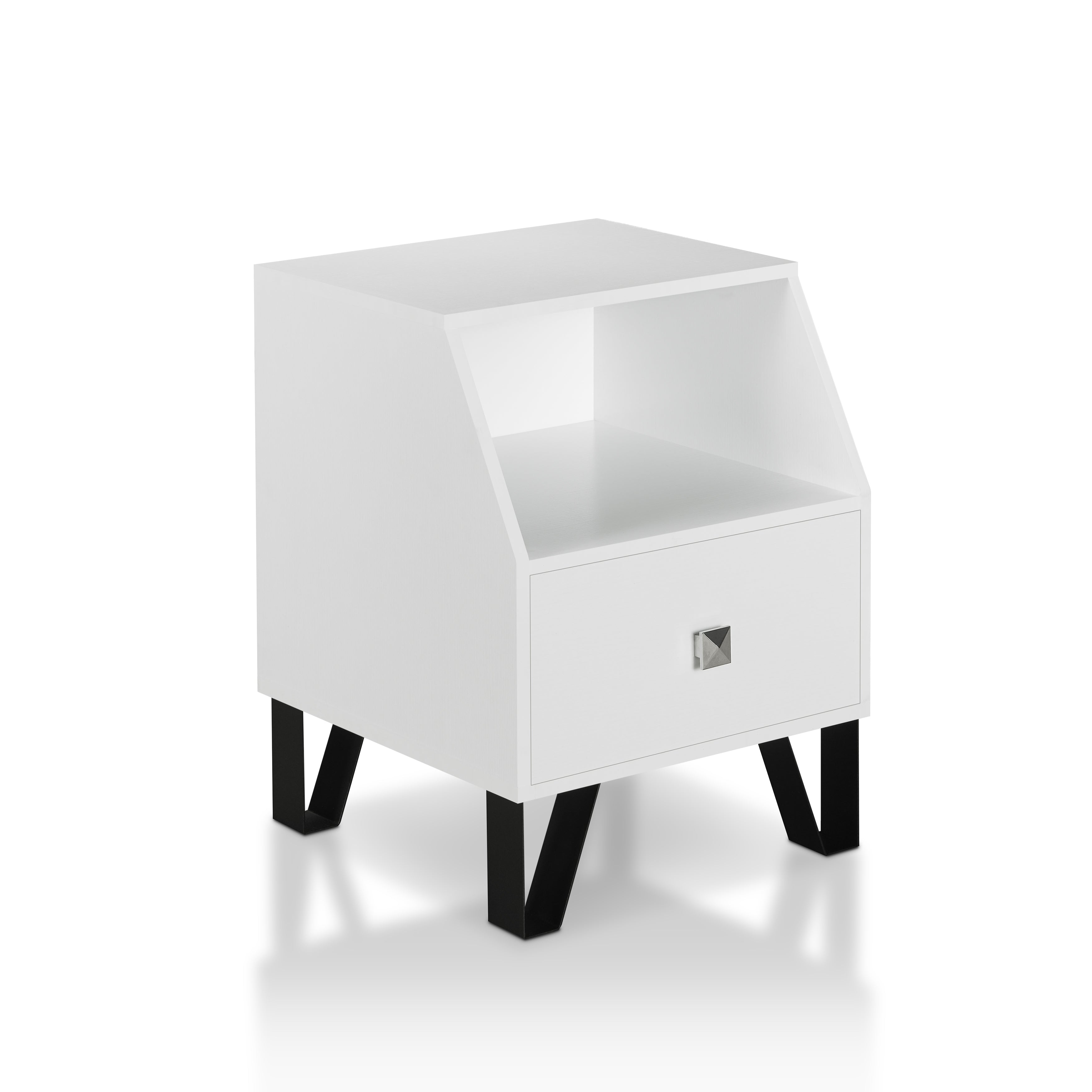 Brier Contemporary Multi-Storage End Table in White