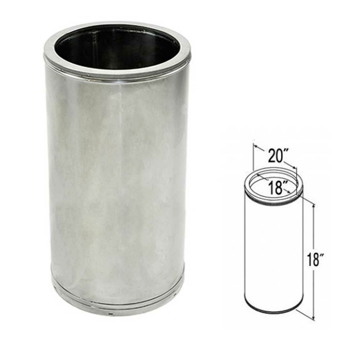 DuraTech | 18DT-18SS 18'' x 18'' Stainless Steel Chimney Pipe