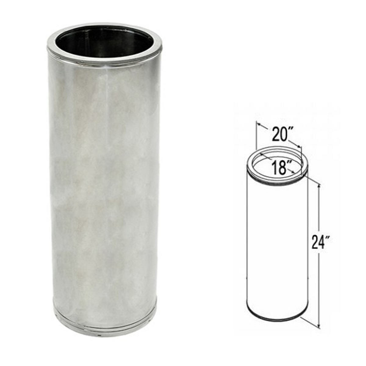 DuraTech | 18DT-24SS 18'' x 24'' Stainless Steel Chimney Pipe -