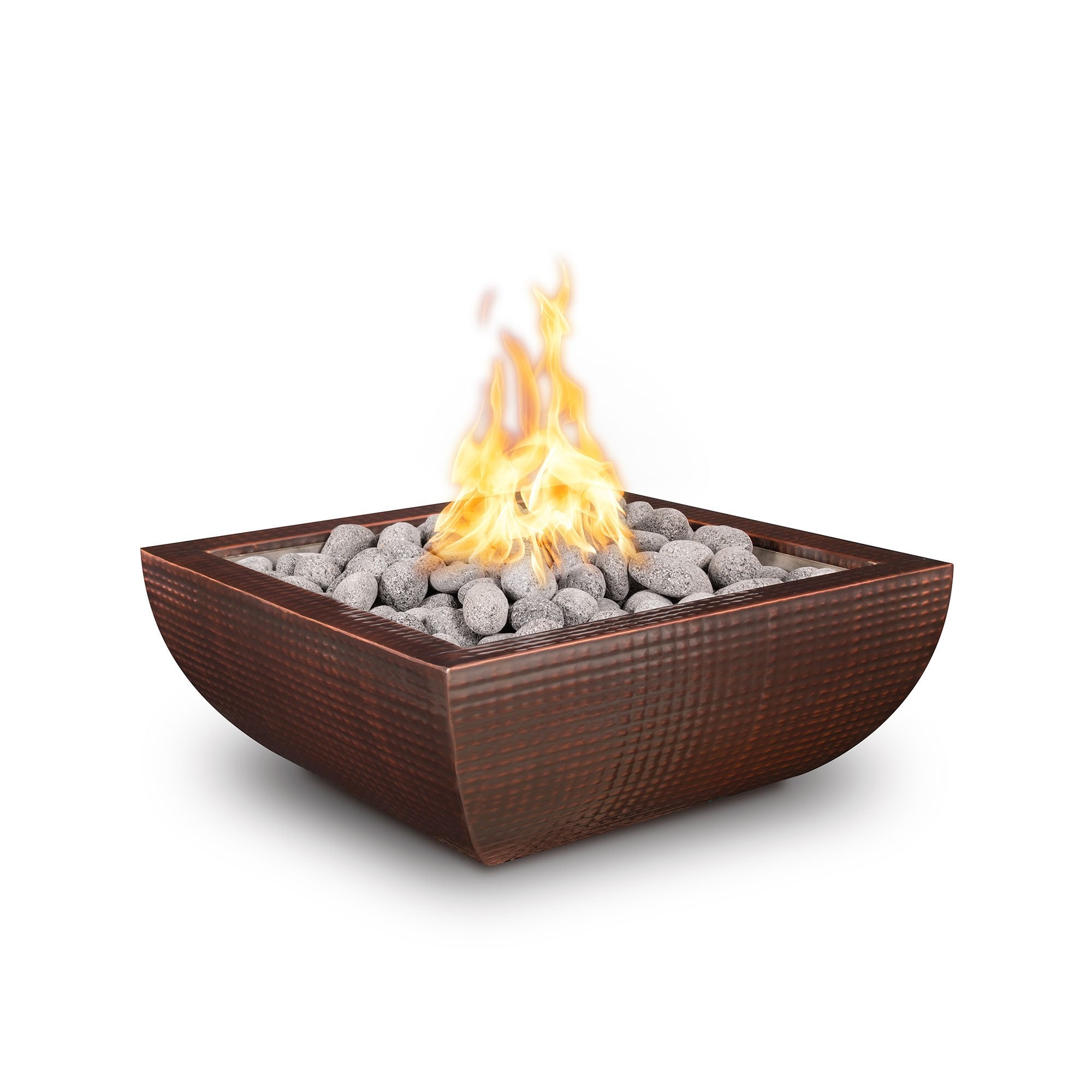The Outdoor Plus - Avalon Hammered Copper & Stainless Steel Square Fire Bowl 36"