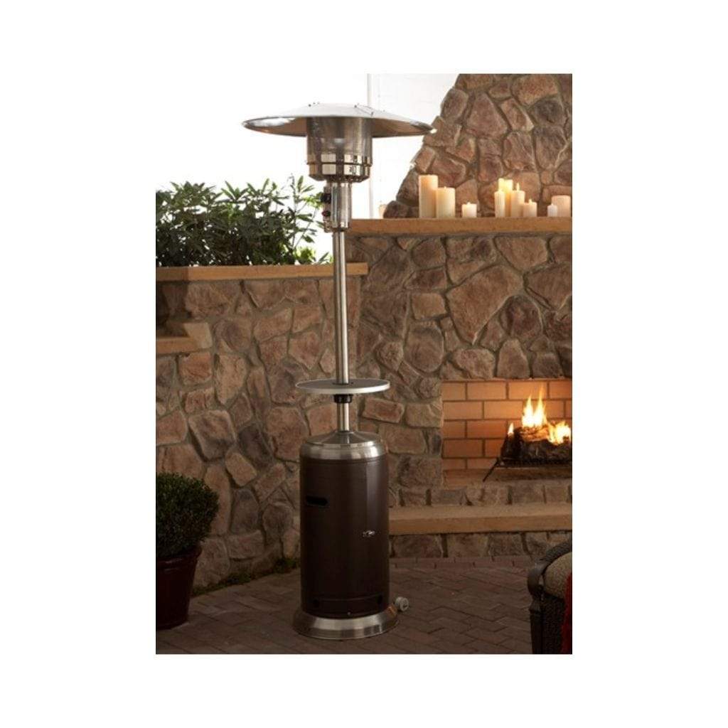 87" Stainless Steel/Hammered Bronze and Silver Patio Heater with Table - AZ Patio Heaters