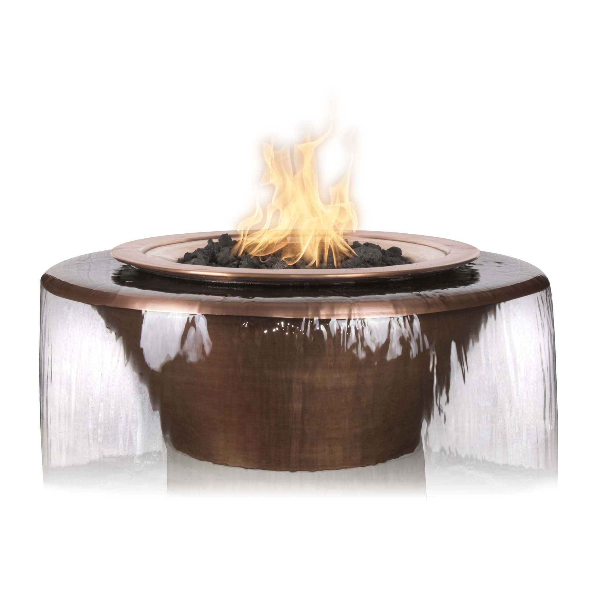The Outdoor Plus 30 Inch Cazo Hammered Copper 360° Spill Round Fire & Water Bowl