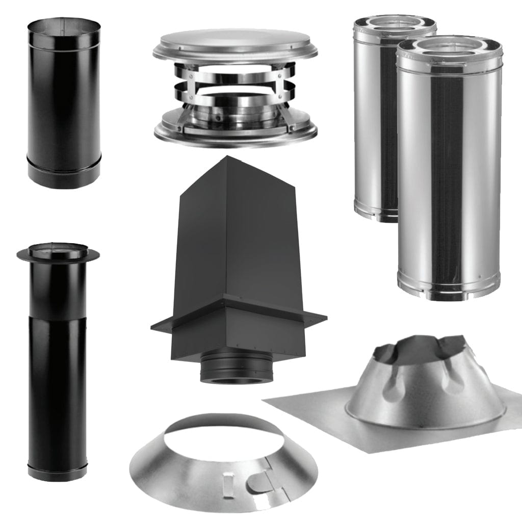 DuraVent - Cathedral Ceiling With Black Single Wall Pipe Wood Stove Chimney Kit