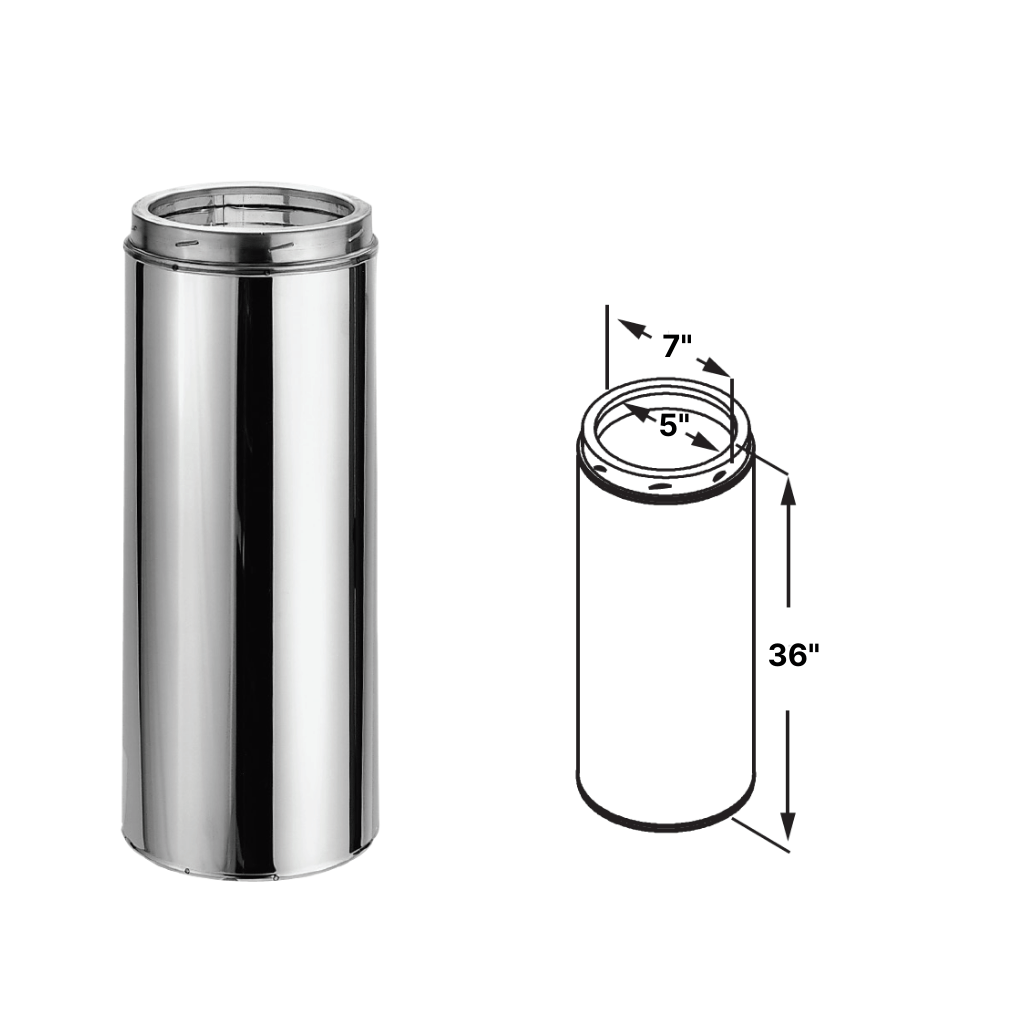 DuraVent - DuraTech 5" Diameter Galvalume Steel 36" Pipe Length All Fuel Chimney Pipe