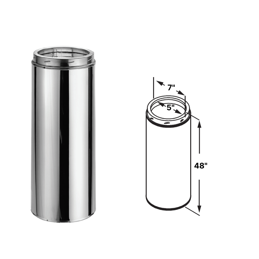 DuraVent - DuraTech 5" Diameter Galvalume Steel 48" Pipe Length All Fuel Chimney Pipe