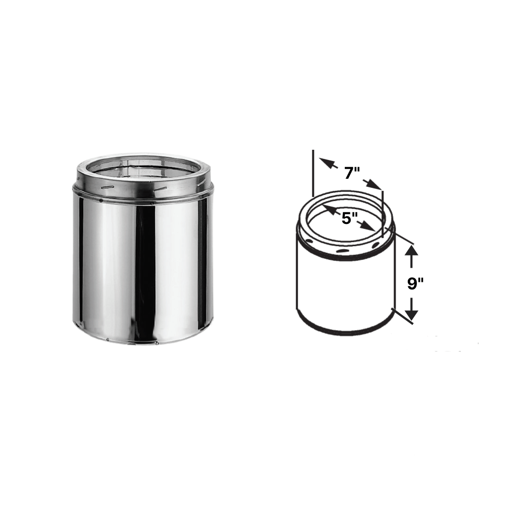 DuraVent - DuraTech 5" Diameter Galvalume Steel 9" Pipe Length 5DT-9 All Fuel Chimney Pipe