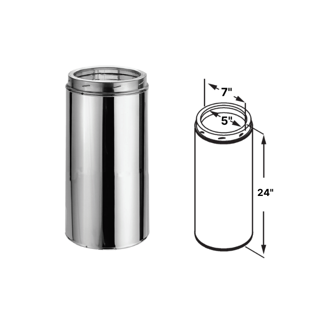 DuraVent - DuraTech 5" Diameter Stainless Steel 24" Pipe Length All Fuel Chimney Pipe