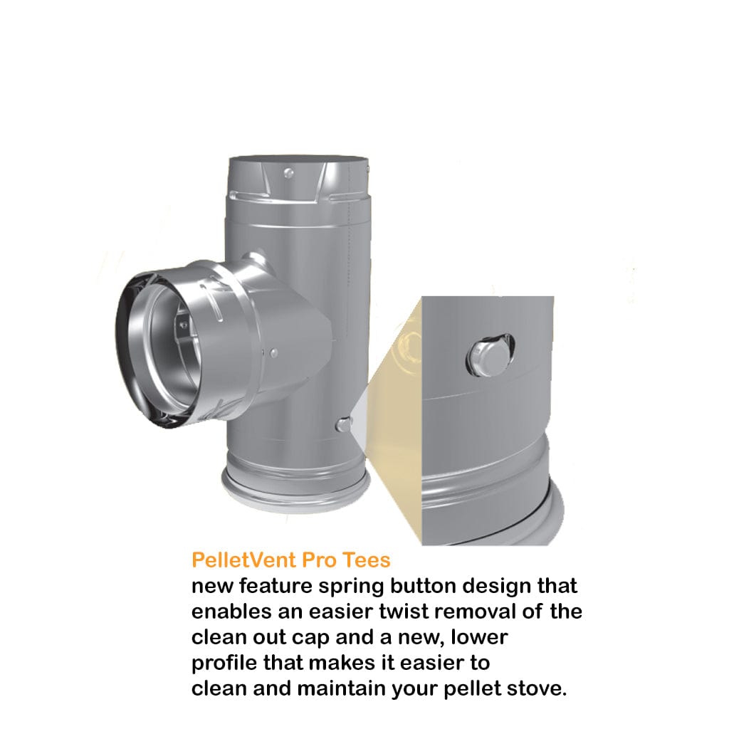 DuraVent - 4" Inner Diameter PelletVent Pro Increaser Tee With Clean-Out Tee Cap