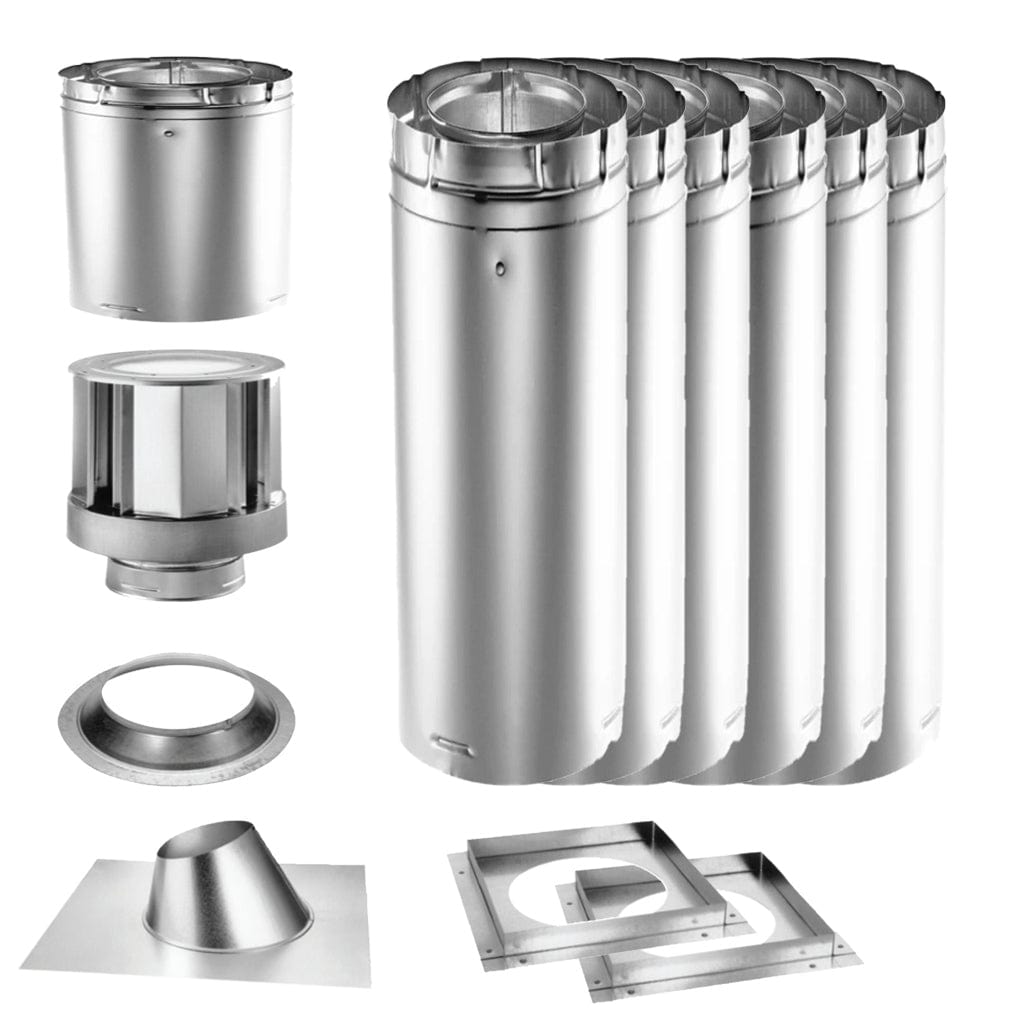 DuraVent - 4"x6 5/8" Diameter DirectVent Pro 25ft Vertical Vent Kit