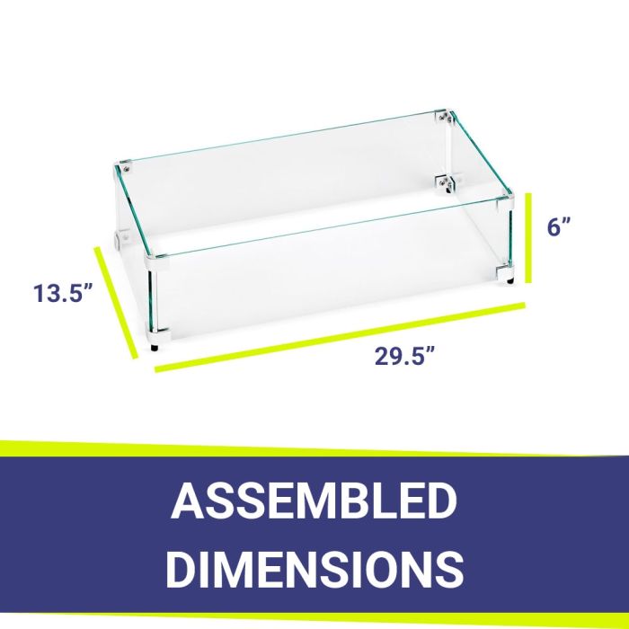 American Fire Glass Rectangular Glass Flame Guard for 24" x 8" Drop-In Fire Pit Pan