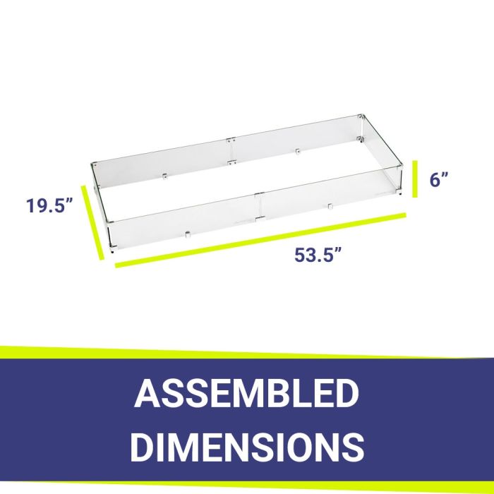 American Fire Glass Rectangular Glass Flame Guard for 48" x 14" Drop-In Fire Pit Pan