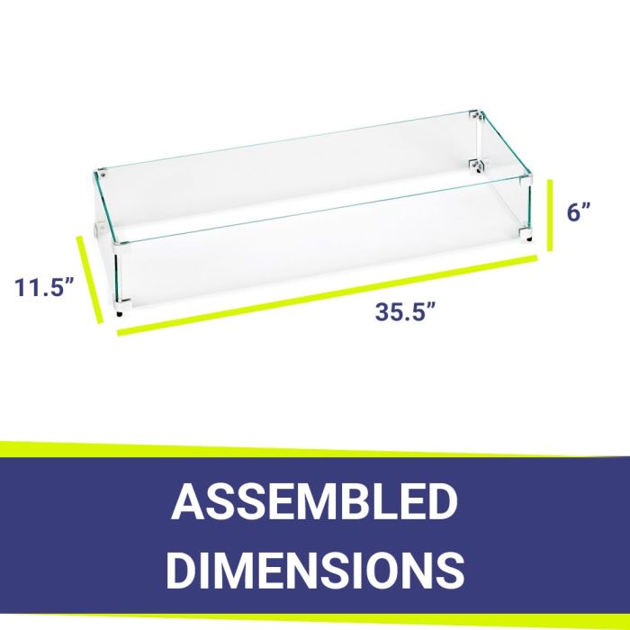 American Fire Glass Linear Glass Flame Guard for 30" x 6" Linear Drop-In Fire Pit Pan