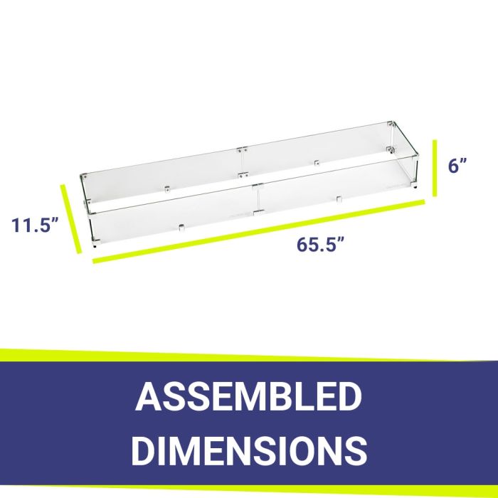 American Fire Glass Linear Glass Flame Guard for 60" x 6" Linear Drop-In Fire Pit Pan