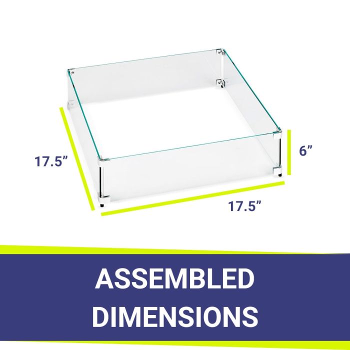 American FireGlass Square Glass Flame Guard for 12" Square Drop-In Fire Pit Pan