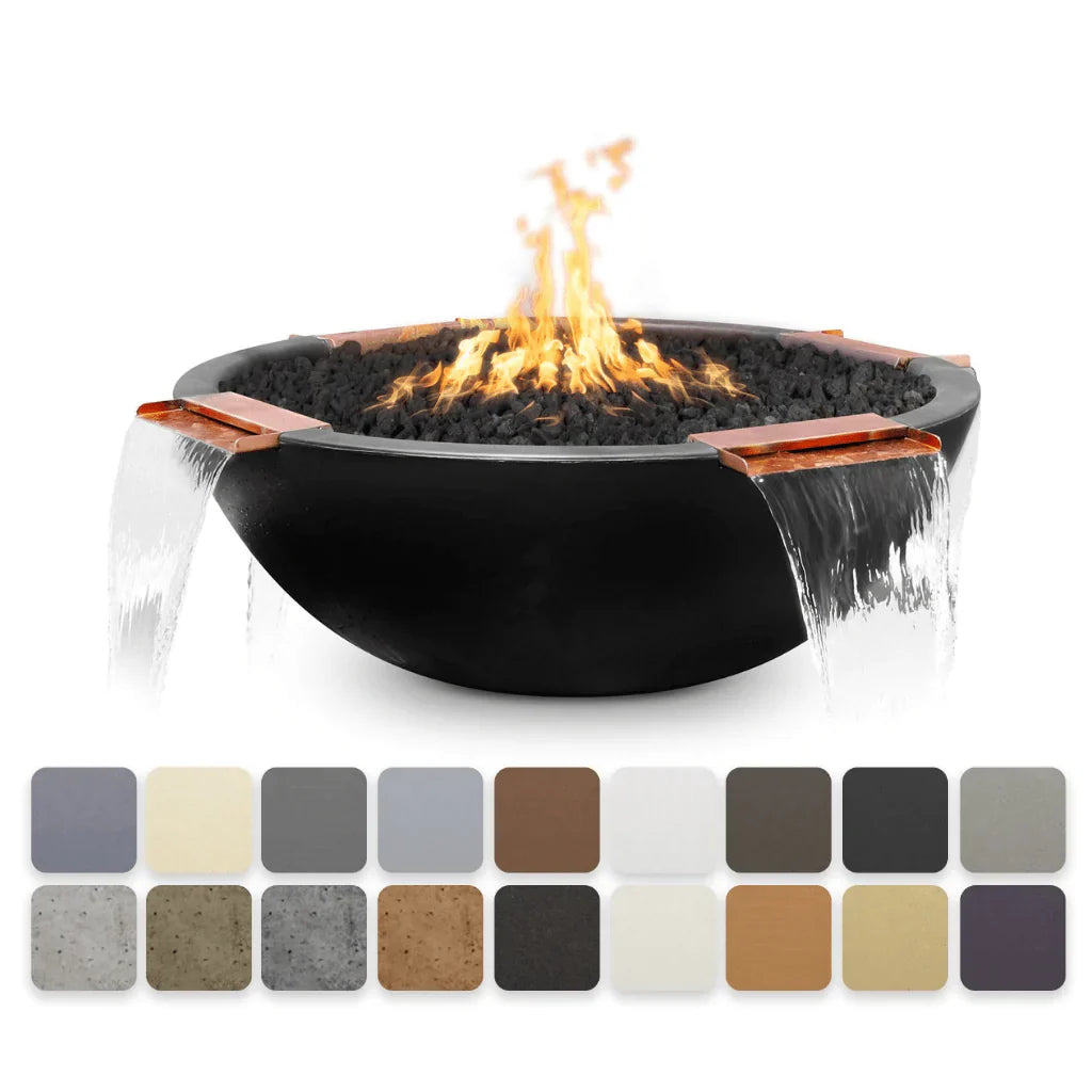 The Outdoor Plus 46 Inch Sedona GFRC Concrete 4 Way Spill Round Fire and Water Bowl