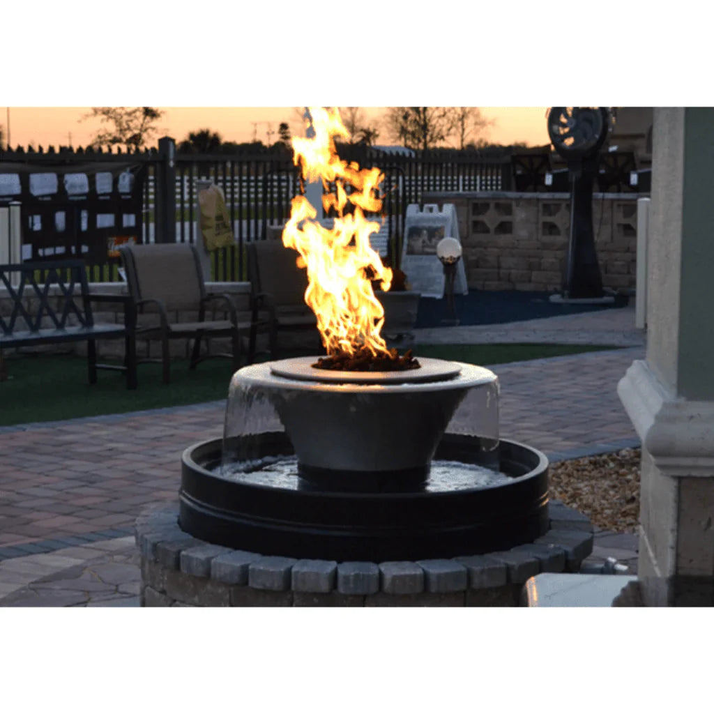 The Outdoor Plus 30 Inch Cazo Hammered Copper 360° Spill Round Fire & Water Bowl