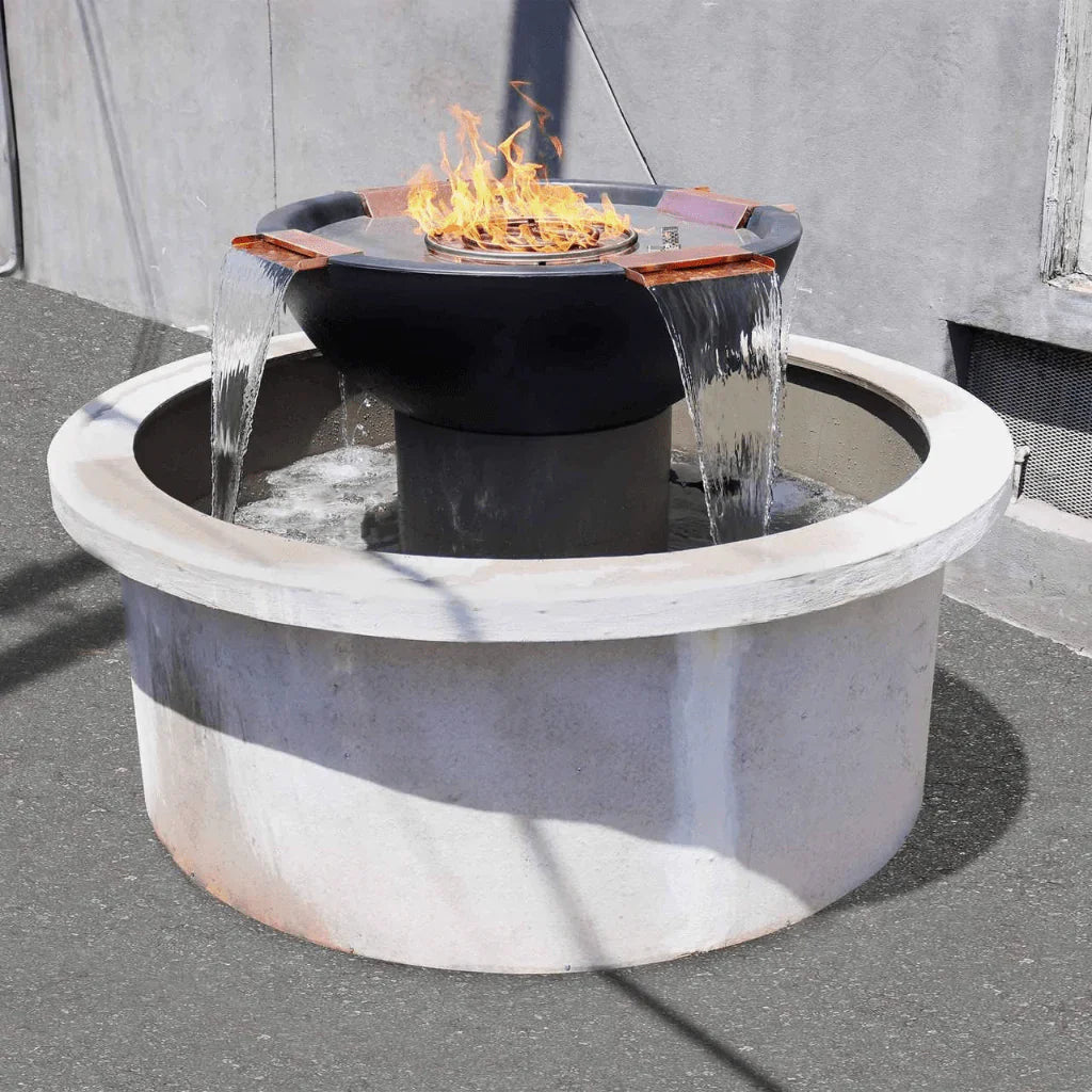 The Outdoor Plus 46 Inch Sedona GFRC Concrete 4 Way Spill Round Fire and Water Bowl