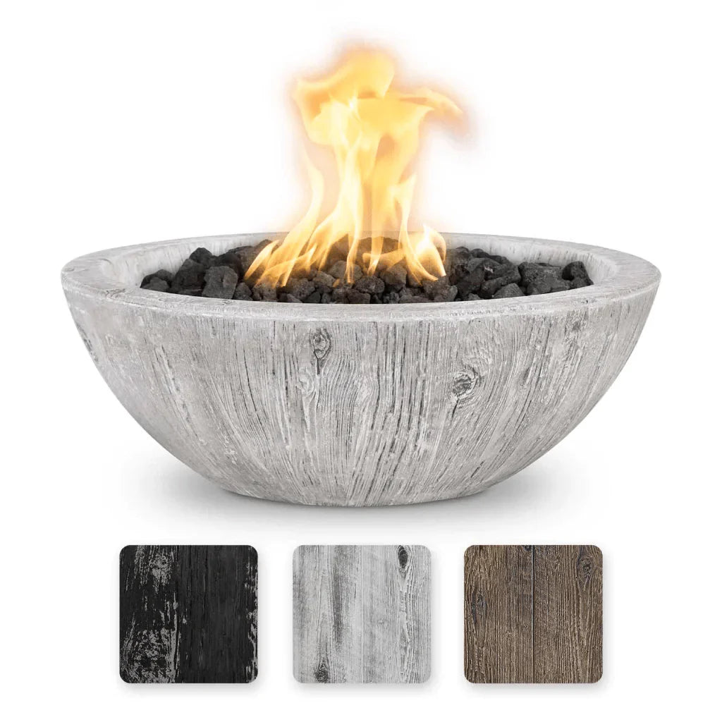 The Outdoor Plus - Sedona GFRC Wood Grain Concrete Round Fire Bowl 27"
