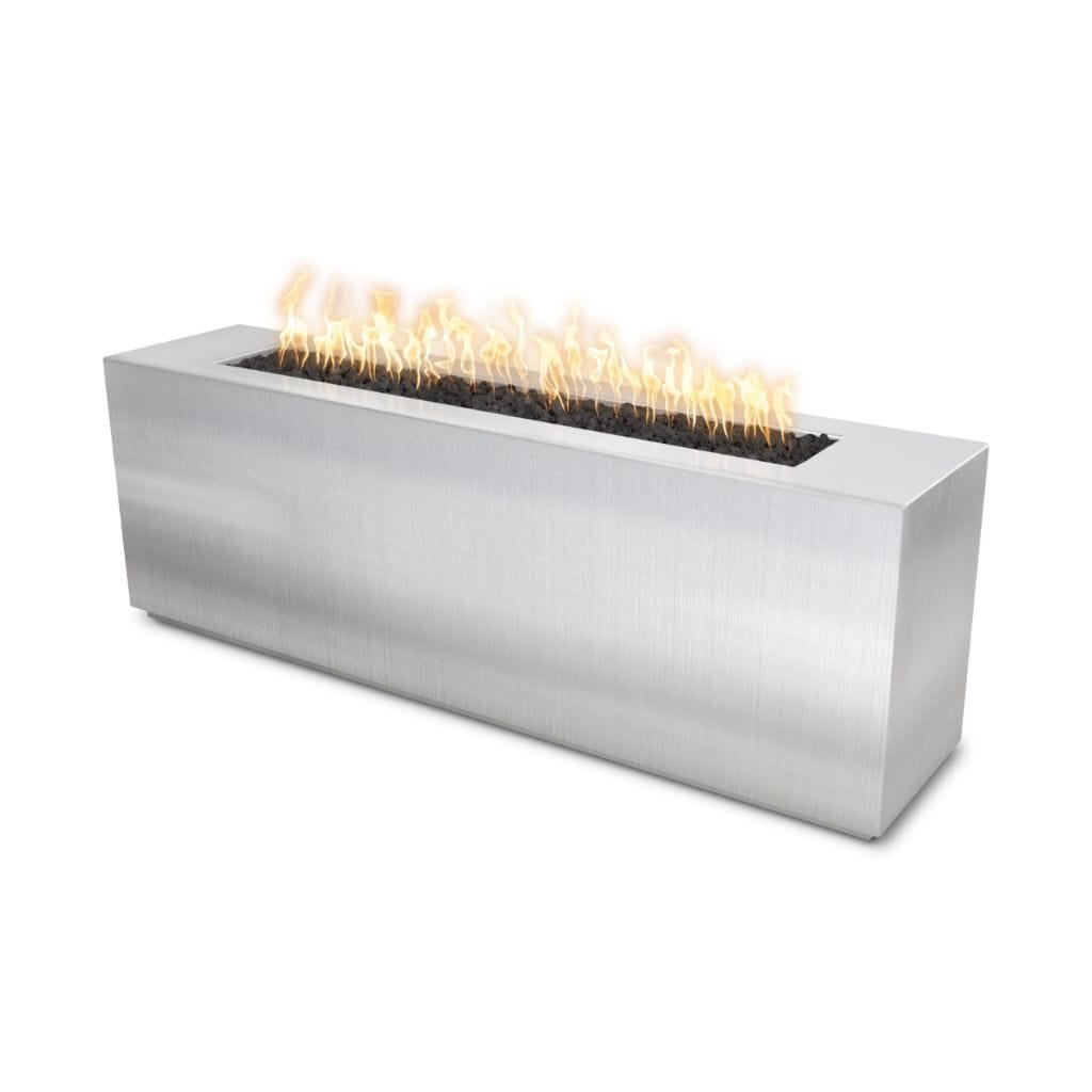 72" Carmen Copper & Corten Steel & Stainless Steel Rectangle Fire Pit - 16" tall - The Outdoor Plus