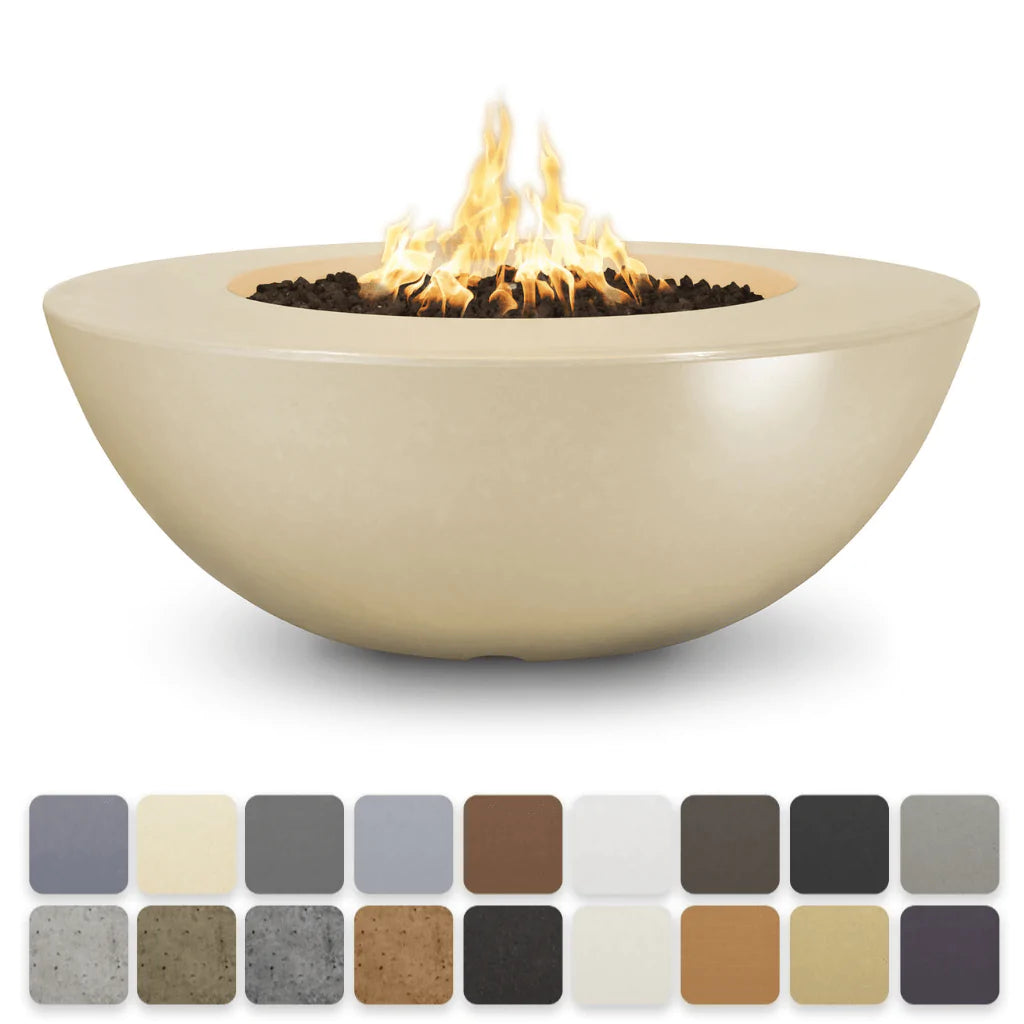 The Outdoor Plus Sedona Wide Ledge GFRC 48 Inch Concrete Round Natural Gas Fire Pit