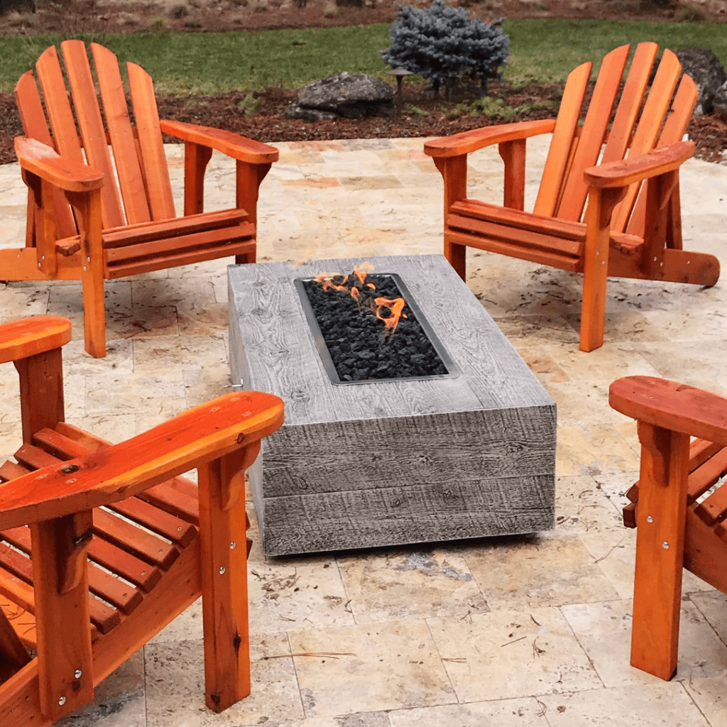 The Outdoor Plus 108 Inch Coronado GFRC Wood Grain Concrete Rectangle Gas Fire Pit