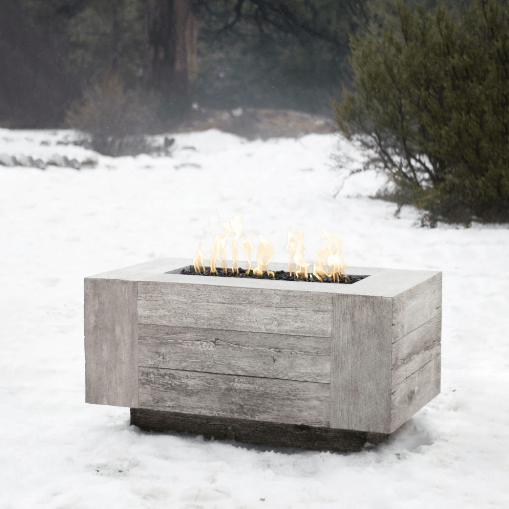 The Outdoor Plus - Catalina GFRC Wood Grain Concrete Rectangle Gas Fire Pit 120"
