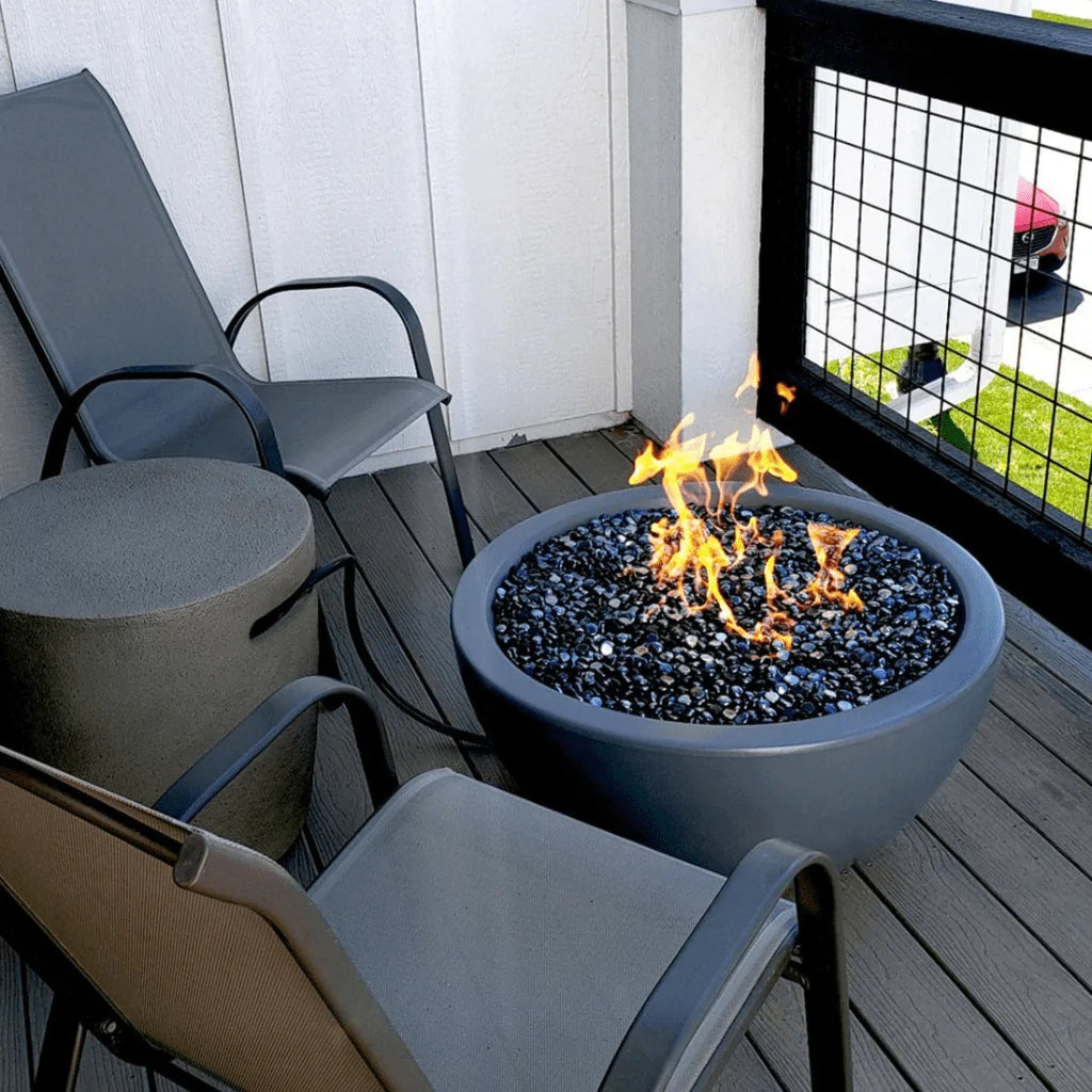The Outdoor Plus - Luna GFRC Concrete Round Liquid Propane Fire Pit 38"