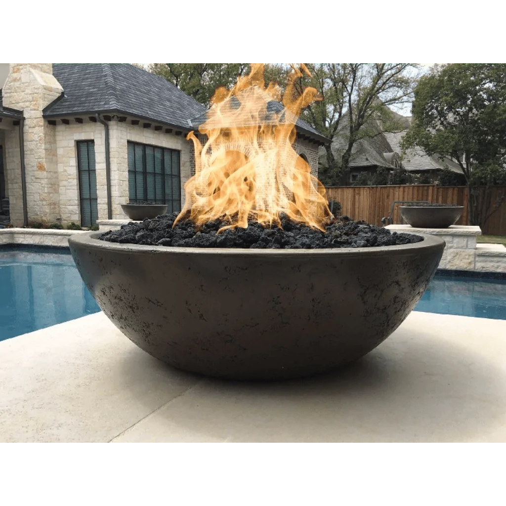 The Outdoor Plus - Sedona Narrow Ledge GFRC Concrete Round Liquid Propane Fire Pit 60"